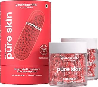 YourHappyLife Advanced L-Glutathione Glow-Up Skin Capsules with NAC for Brighter Clearer Skin & Pigmentation| with Retinol & Niacinamide (Pack of 2 x 60 capsules)
