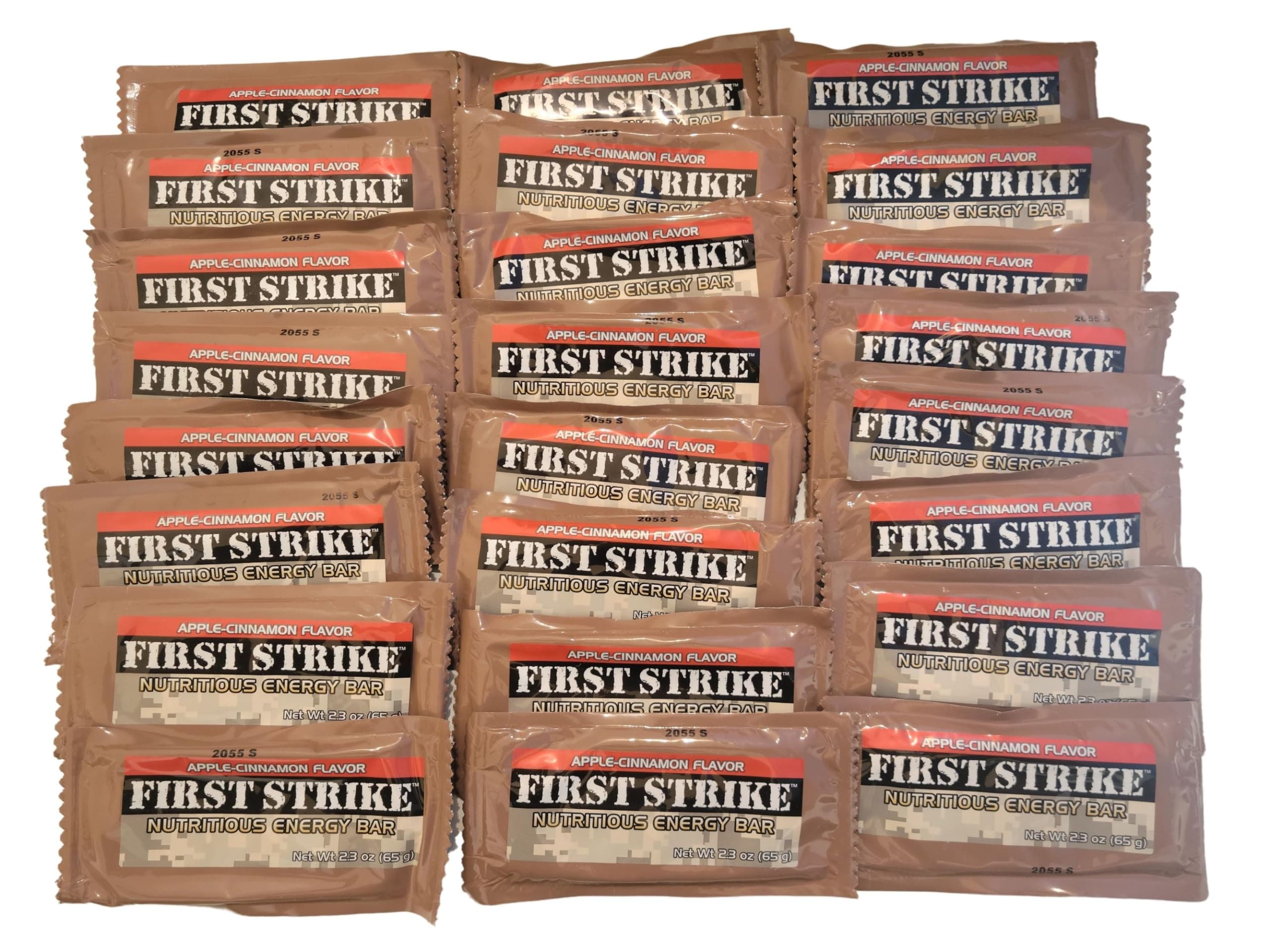 First Strike Energy Bars, Full Size (2.3 oz.) Vitamin Fortified Nutritious Energy Bars - Authentic USGI MRE Dessert component available in 6, 12, 24, 48 and 100 Packs (24, Apple Cinnamon)