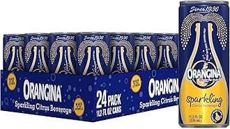 Orangina - Citrus Sparkling Juice Beverage - Light Pulp - Original Imported European French Recipe - No Artificial Ingredients - (Pack of 24) (11.2 oz Can)
