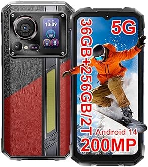 Hyper 7 Pro 5G Rugged Phone, 36GB + 256GB/2TB Android 14 Waterproof Phone, 6.6"FHD+ 2K Display Cell Phone, 10800mAh Battery, 200MP + 32MP Camera, Octa Core, Dual Sim, NFC, OTG, 120Hz, 33W, GPS
