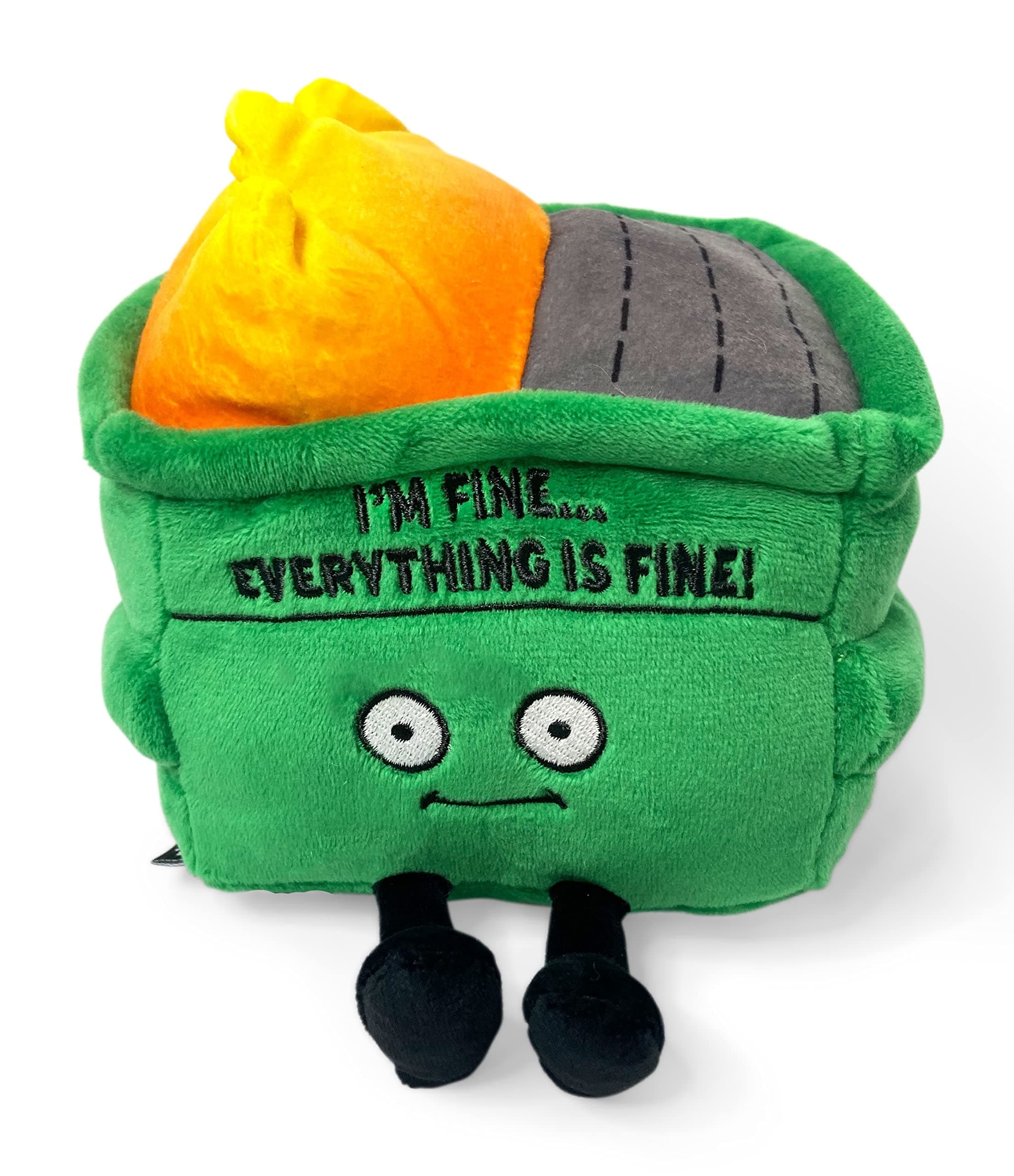 Punchkins Dumpster Fire Plushie - I'm Fine, Everything is Fine! Dumpster Fire Plush, Emotional Support Plushie, Funny Plush Toy for Gifting