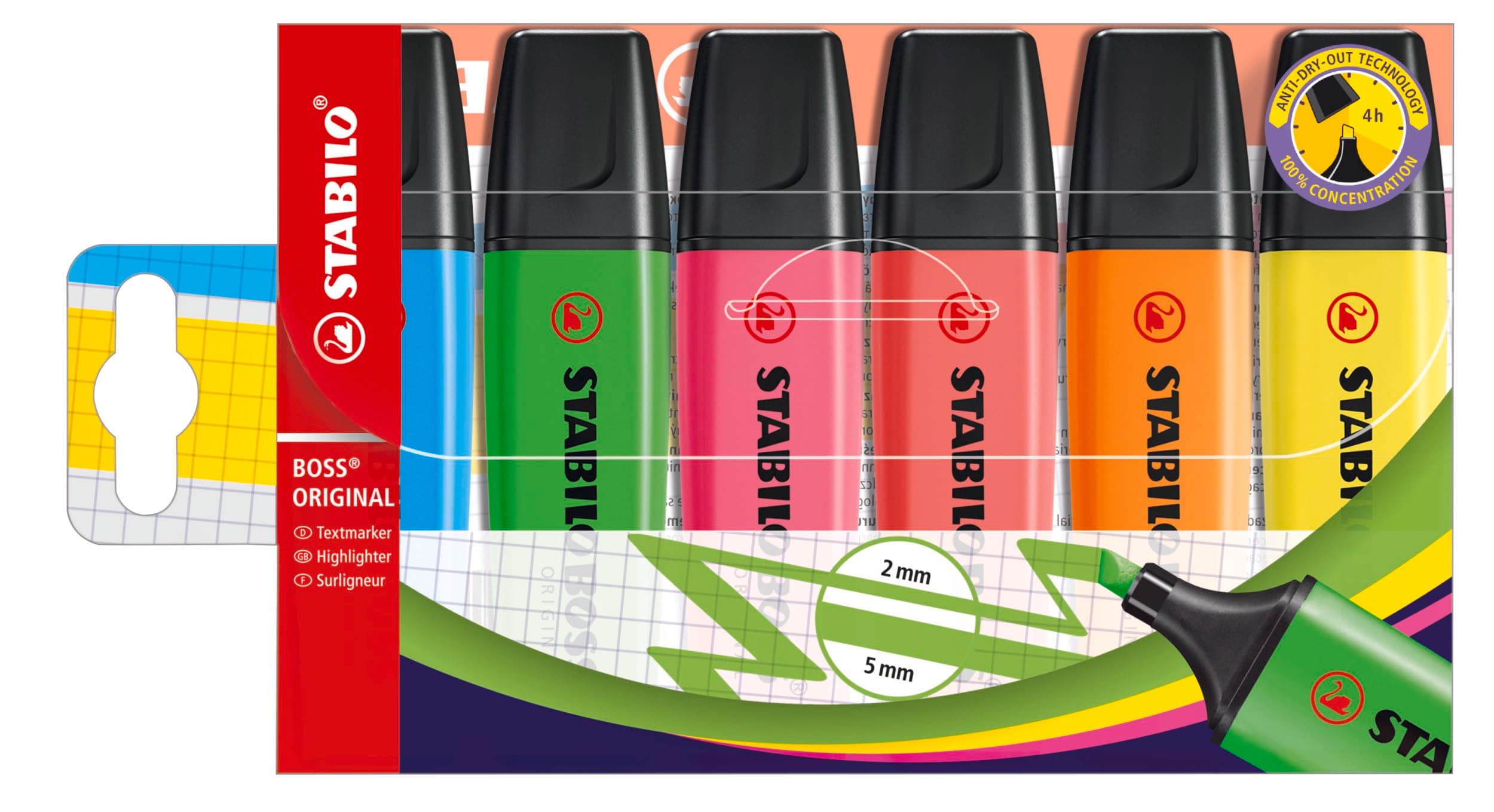 STABILO BOSS ORIGINAL - Highlighter - Pack of 6 - Assorted Colours