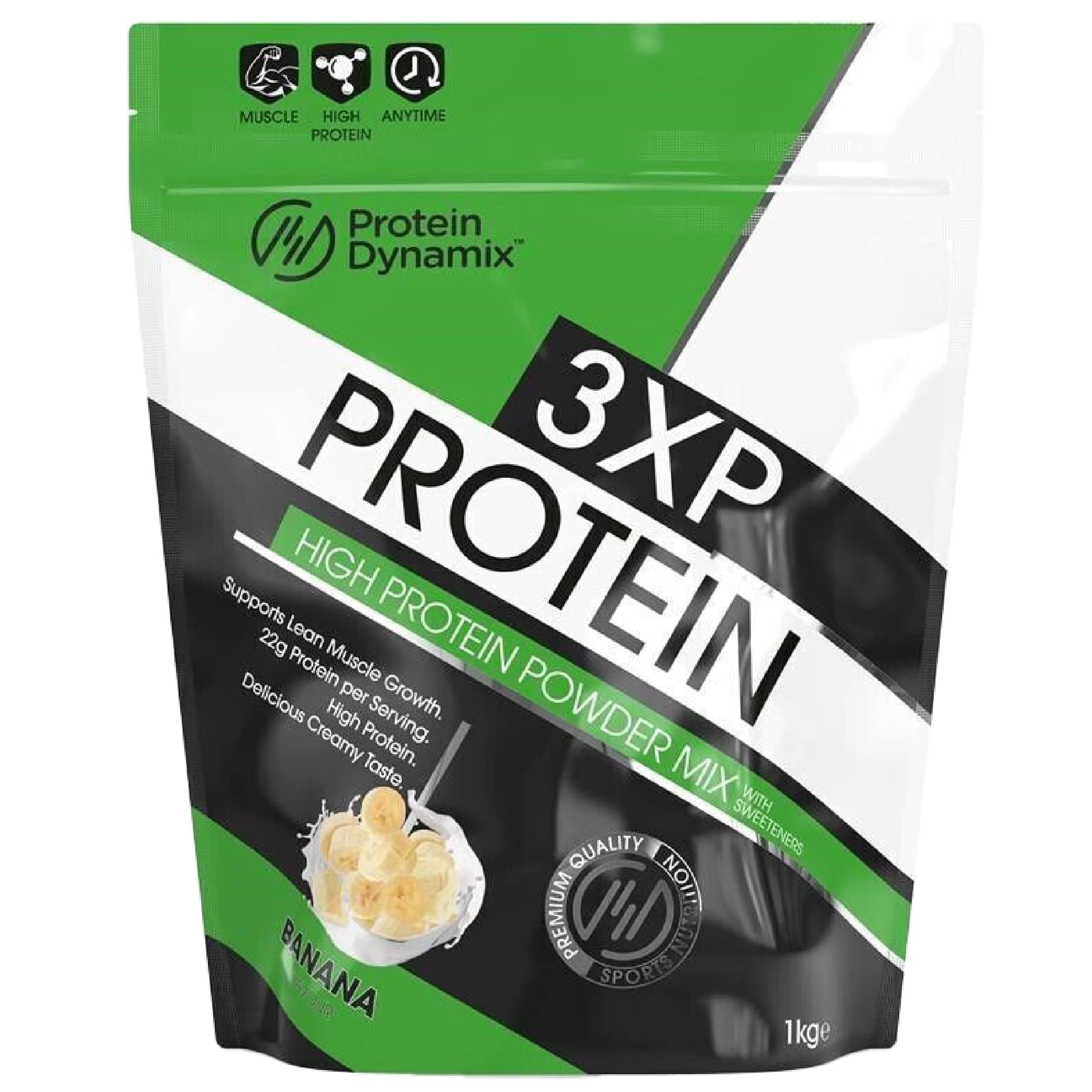 Protein Dynamix - 3XP Whey Protein Powder - Whey, Pea & Hydrolysed Wheat Blend for Lean Muscle Growth - Banana Flavour - 22g Protein • 127kcal Per Serving - 1Kg
