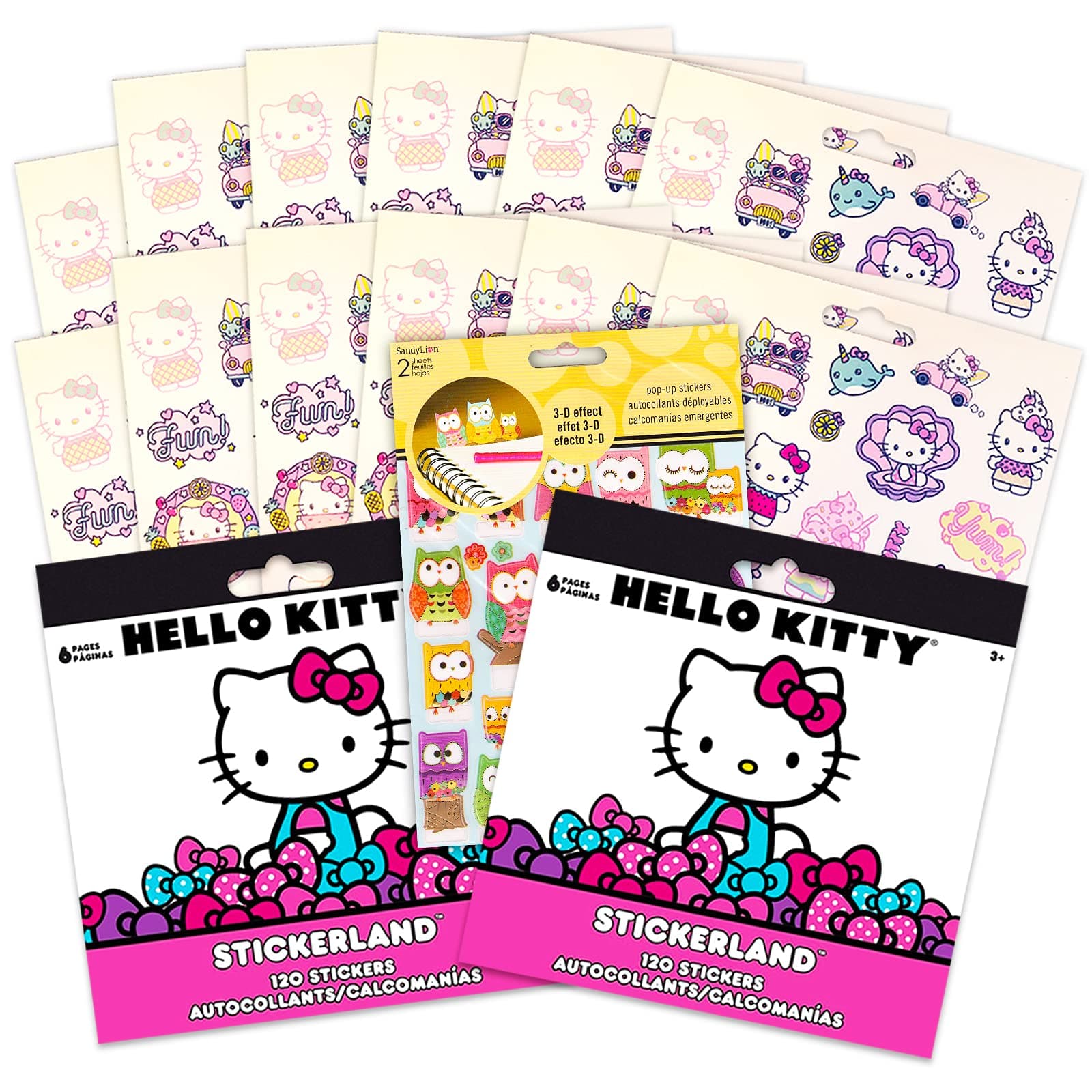 Hello Sanrio Hello Kitty Stickers for Kids Super Set ~ Bundle with Over 200 Hello Kitty Stickers (12 Sticker Sheets Hello Kitty Party Favors)