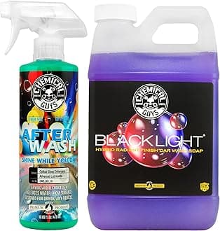 Chemical Guys CWS61964A Car Wash, Dry & Shine Bundle - Black Light Foaming Car Wash Soap, 64 oz (Half Gallon) + After Wash Gloss Boosting Drying Aid (16 oz) (2 Items) Works on Cars, Trucks, SUVs