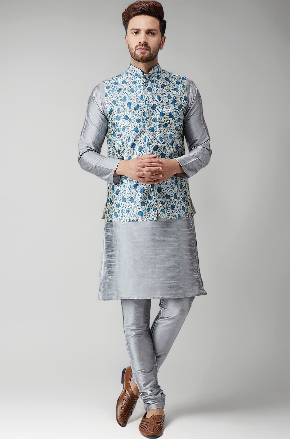 Men Silk Cotton Printed Shirt