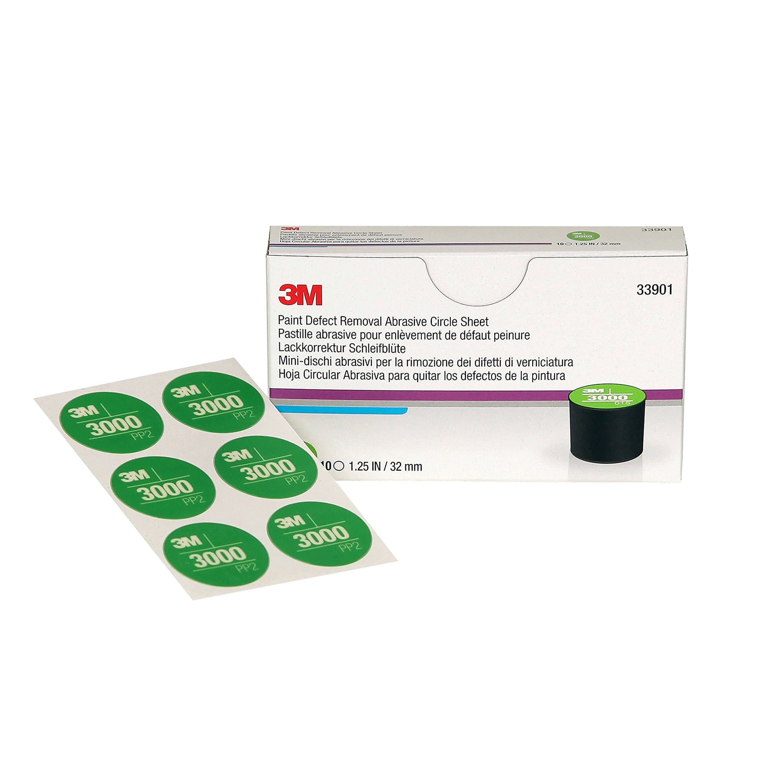 3M Paint Defect Removal Abrasive Circle Sheet, 33901, 32 mm, 3000, 10 sheets per pack