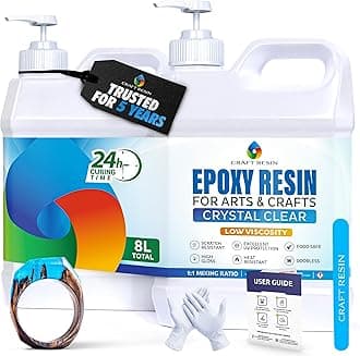 8L Crystal Clear Epoxy Resin Kit - Food Safe & UV Resistant for DIY Art, Wood, Jewellery Making, Coasters, Mould Casting Resin Epoxy - Low Viscosity, Self Leveling for Beginners & Pros