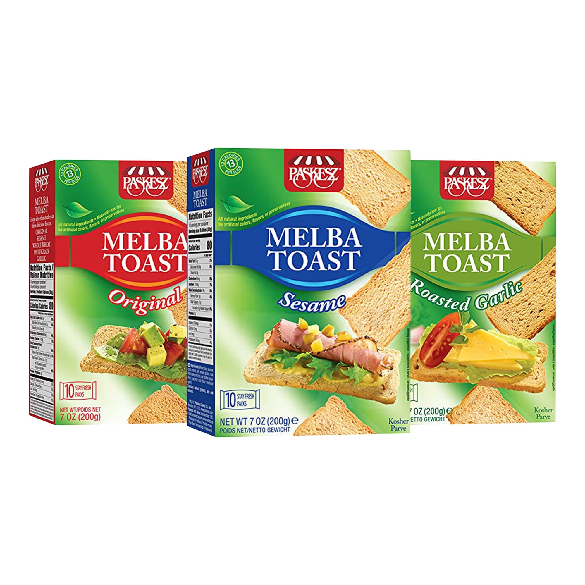 Only Kosher Candy Melba Toast Snack Crackers, Variety Combo (Pack of 3)