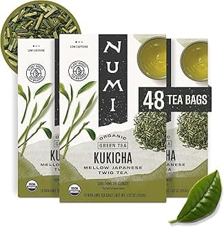 Numi Organic Kukicha Japanese Green Tea, 48 Green Tea Bags, Roasted Japanese Twig Tea, Caffeinated