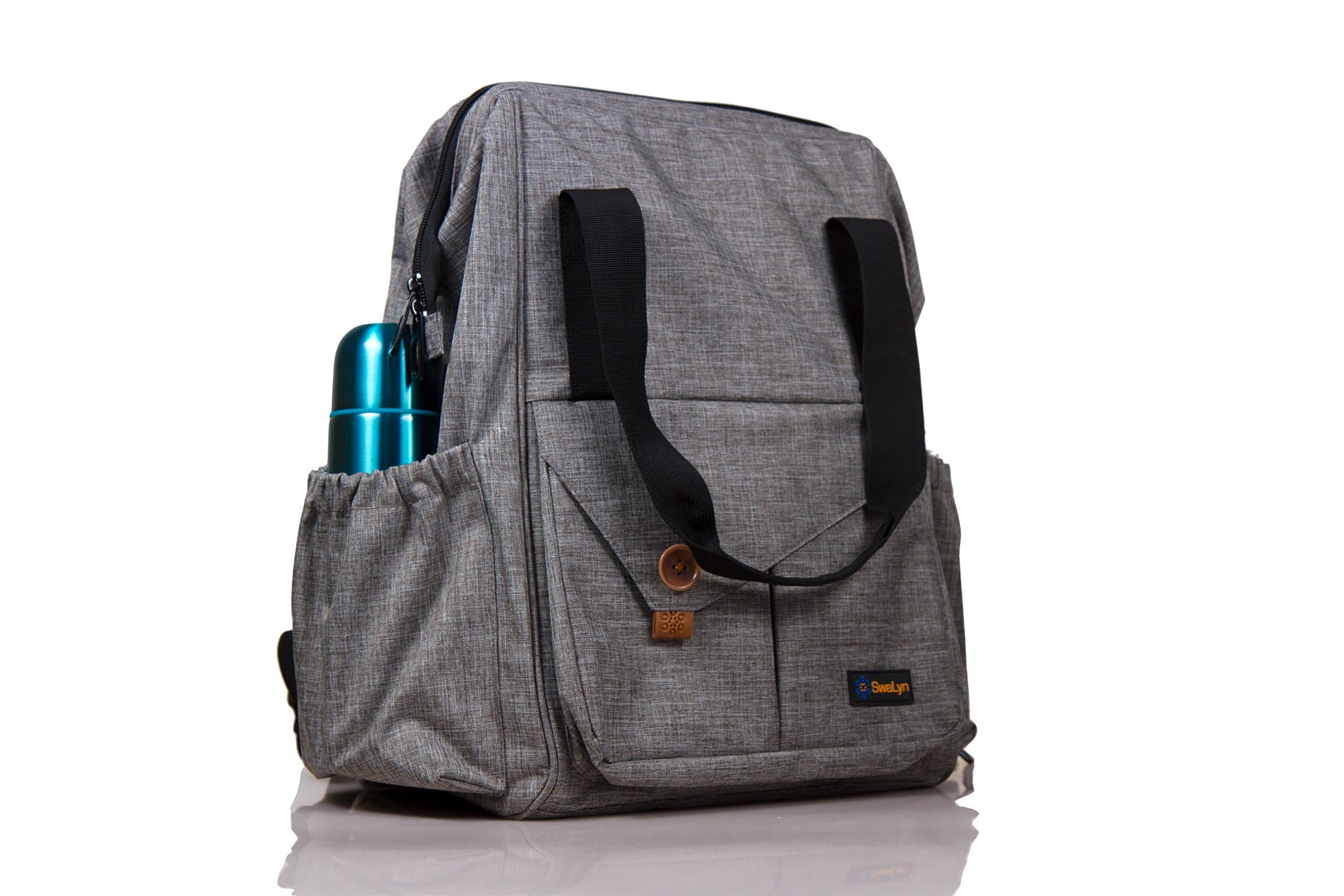 INTRODUCTORY OFFER :::SwaLyn Multi-function Baby Diaper Backpack with Stroller Straps, Changing Mat & Wet Bag. Unisex, Waterproof, Multi-Pocket