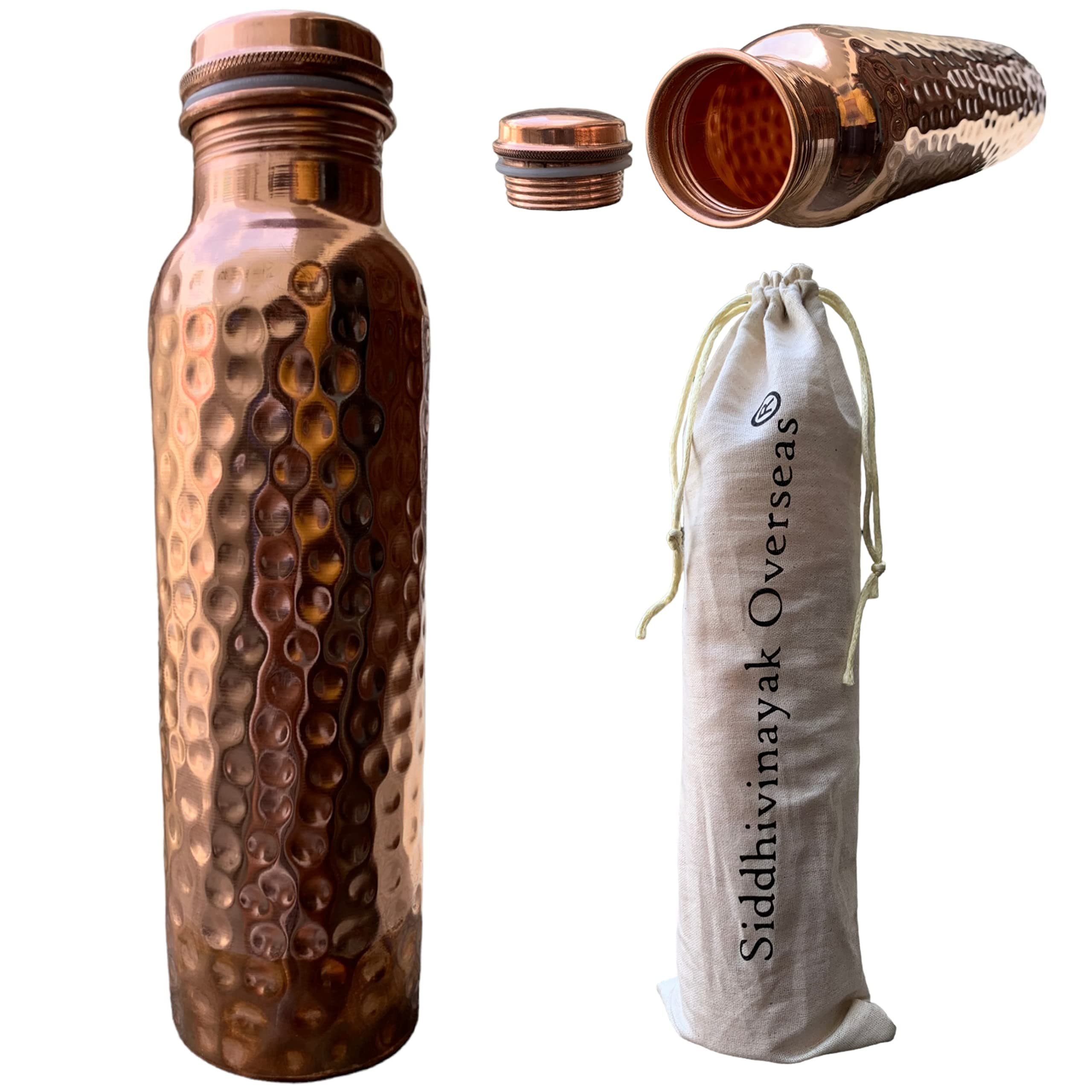 Copper Water Bottle for Drinking Copper Cups 100 Pure Copper Water Bottle Copper of Siddhivinayak Overseas 32 OZ / 950 ML Handcrafted Cup Hammered Ayurvedic Copper Tumbler Dispenser Water Pitcher