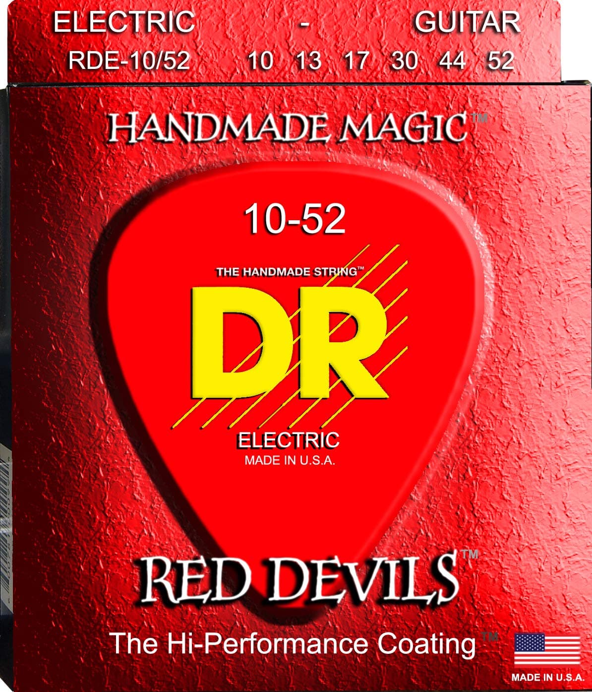 DR Strings RDE1052 10-52 Big and Heavy Set Handmade Red s Coated Electric Strings