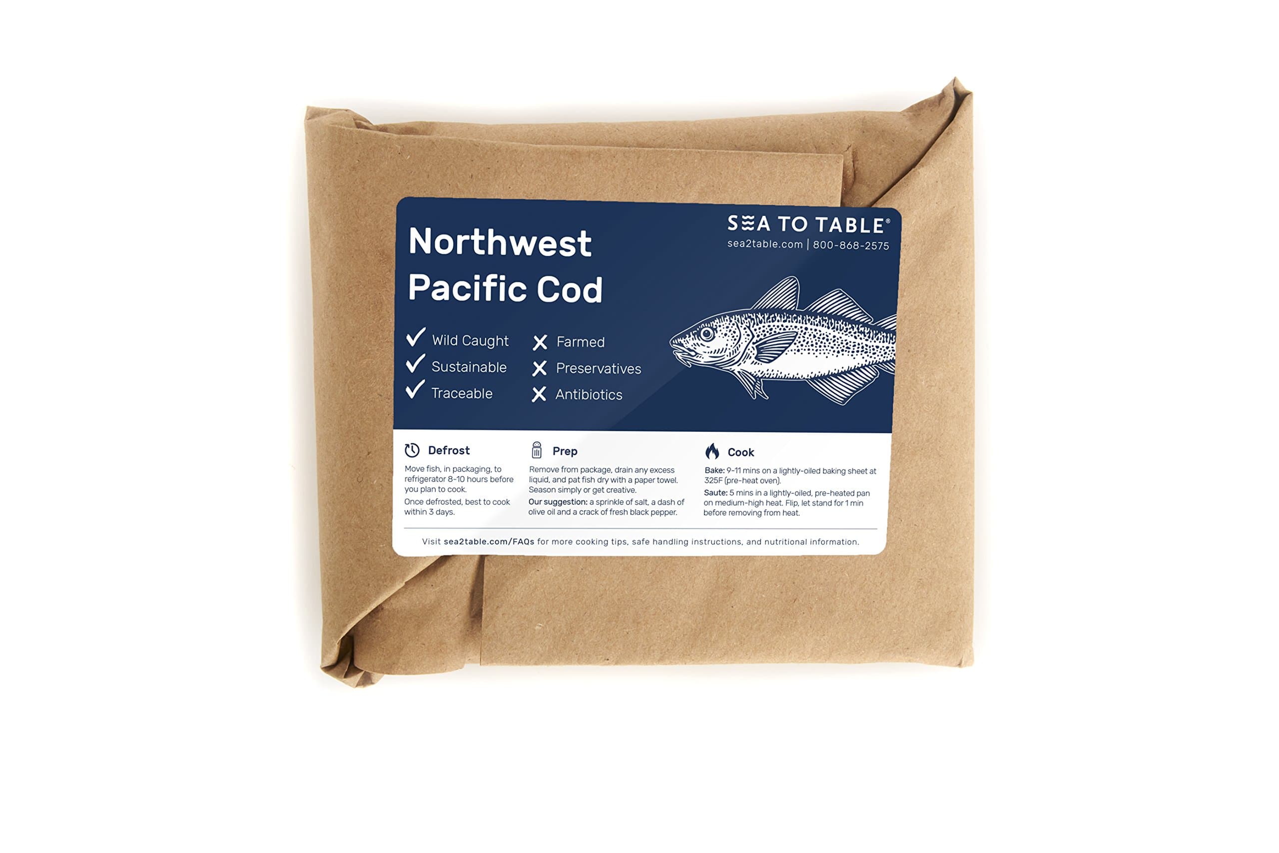 Sea to Table Wild-Caught Northwest Pacific Cod Fillets, 12 oz.