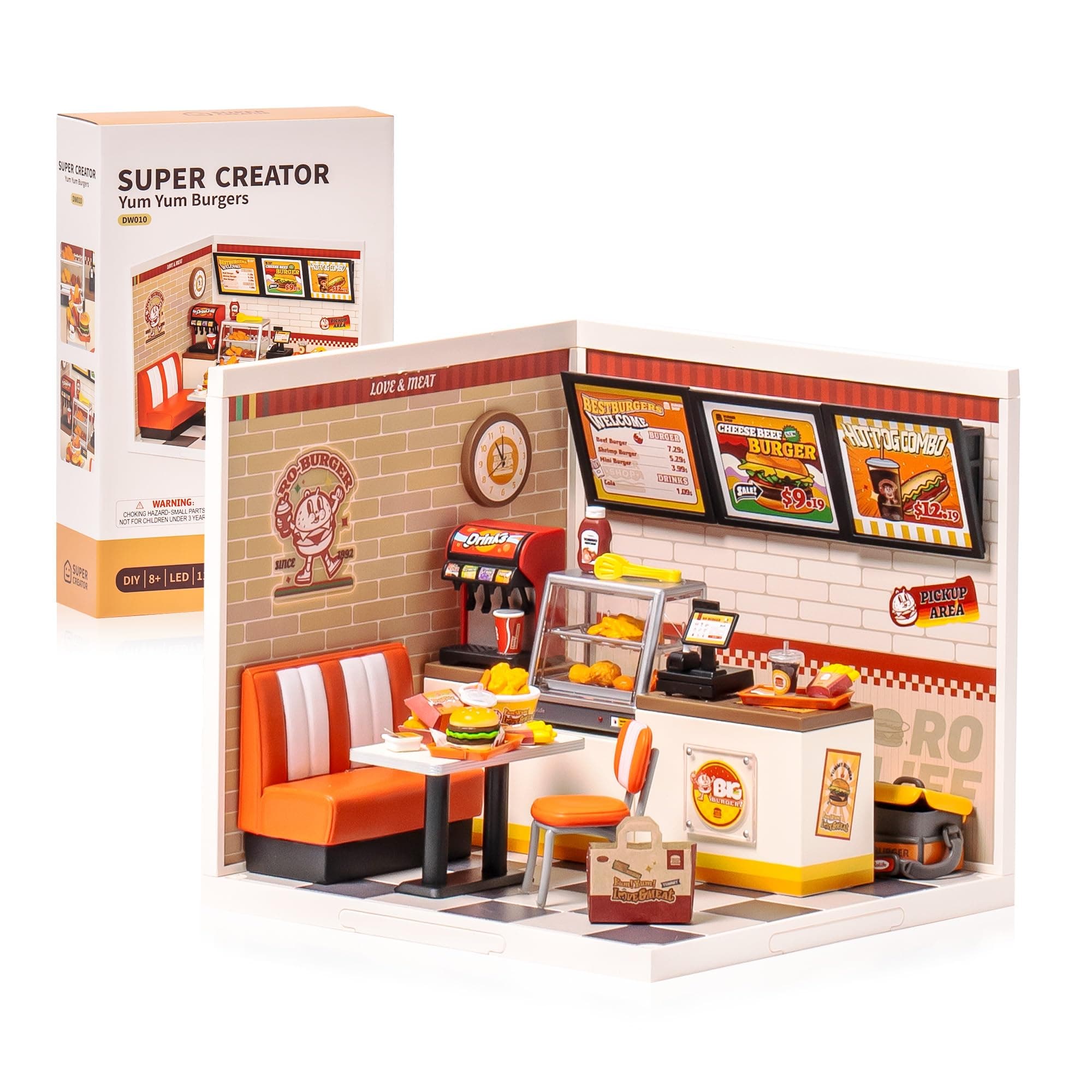 Super Creator-Mini Blocks Model Building Set for Adults, Miniature Plastic House Kit Super Store-Building Blocks Toys for Teens 8-12, DIY Crafts/Hobbies for Teens&Adults (Yum Yum Burgers)