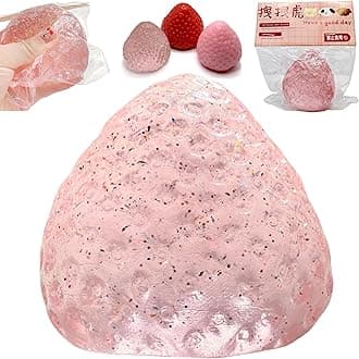 Handmade Strawberry Taba Squishy Toys, Cute Strawberry Squeeze Toys, Kawaii Strawberry Squishies Fidget Toys, Strawberry Jelly Squishy Funny Novelty Things Suitable for Office School (Glitter Pink)