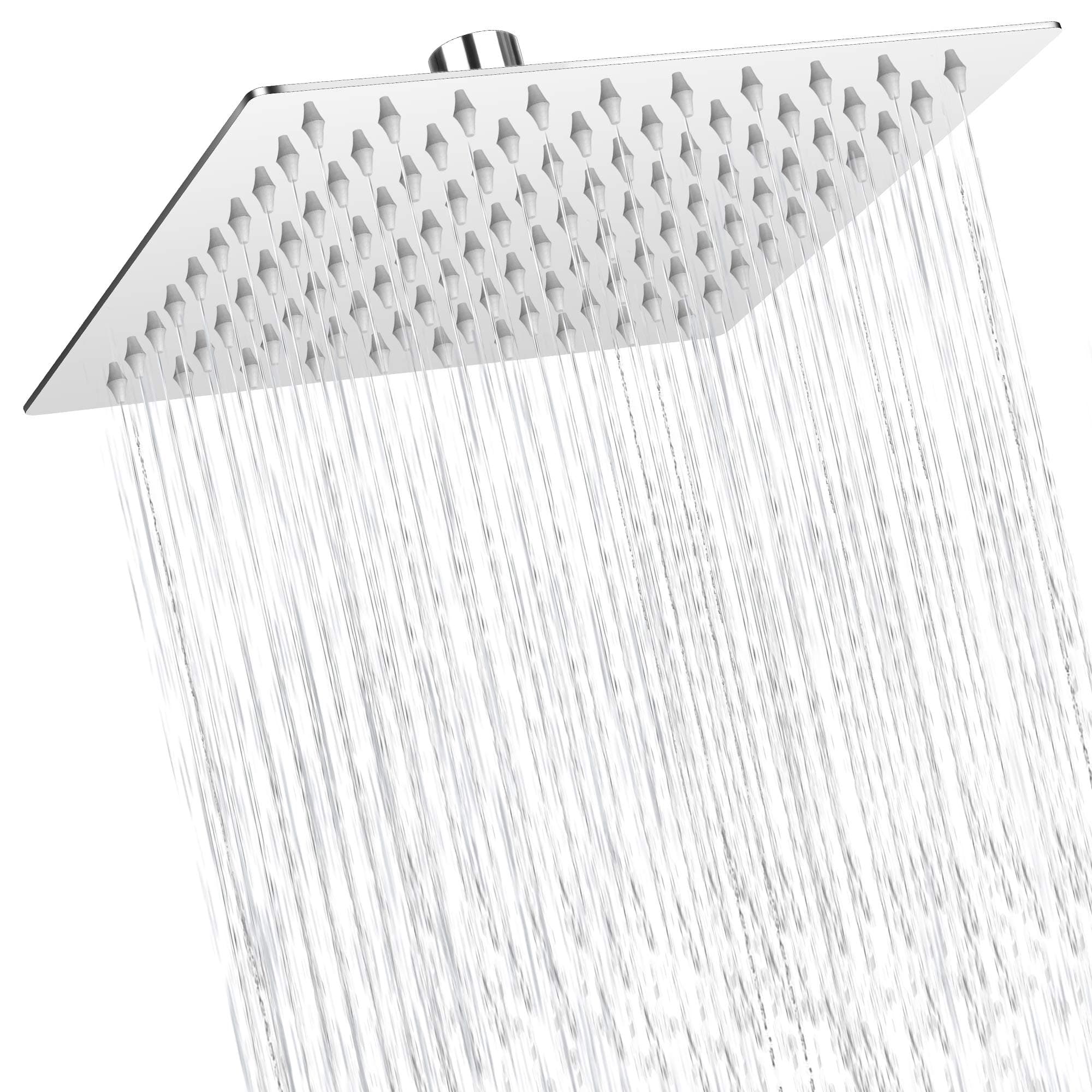 COMLIFE Fixed Shower Head, 8Inch Square Rain Fixed Shower Head 304 Stainless Steel High Pressure Rainfall Shower Head for The Ultimate Shower Experience