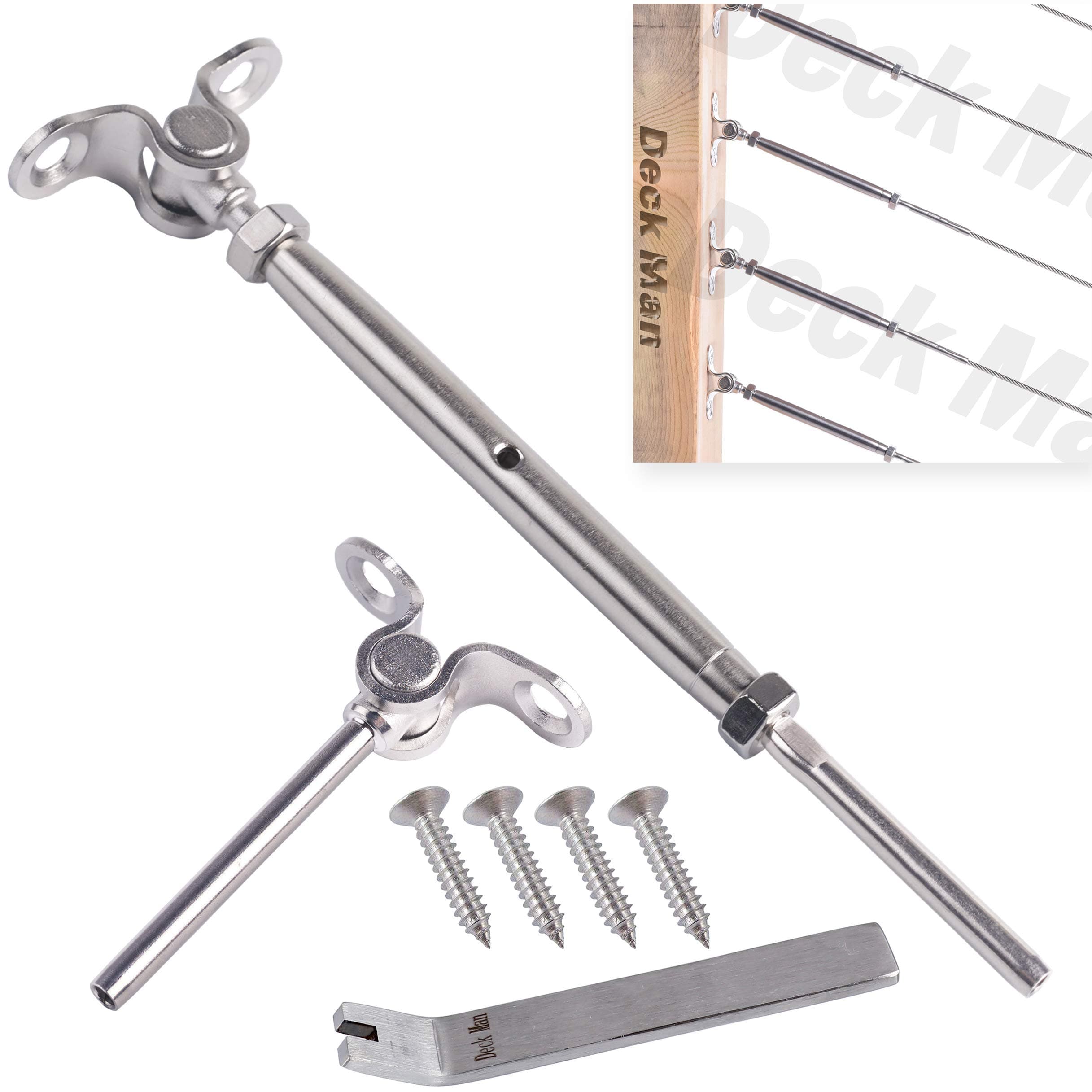 T316-Stainless Steel Adjustable Angle 1/8" Cable Railing Kit/Hardware for Wood Post,Marine Grade (6 Pack)