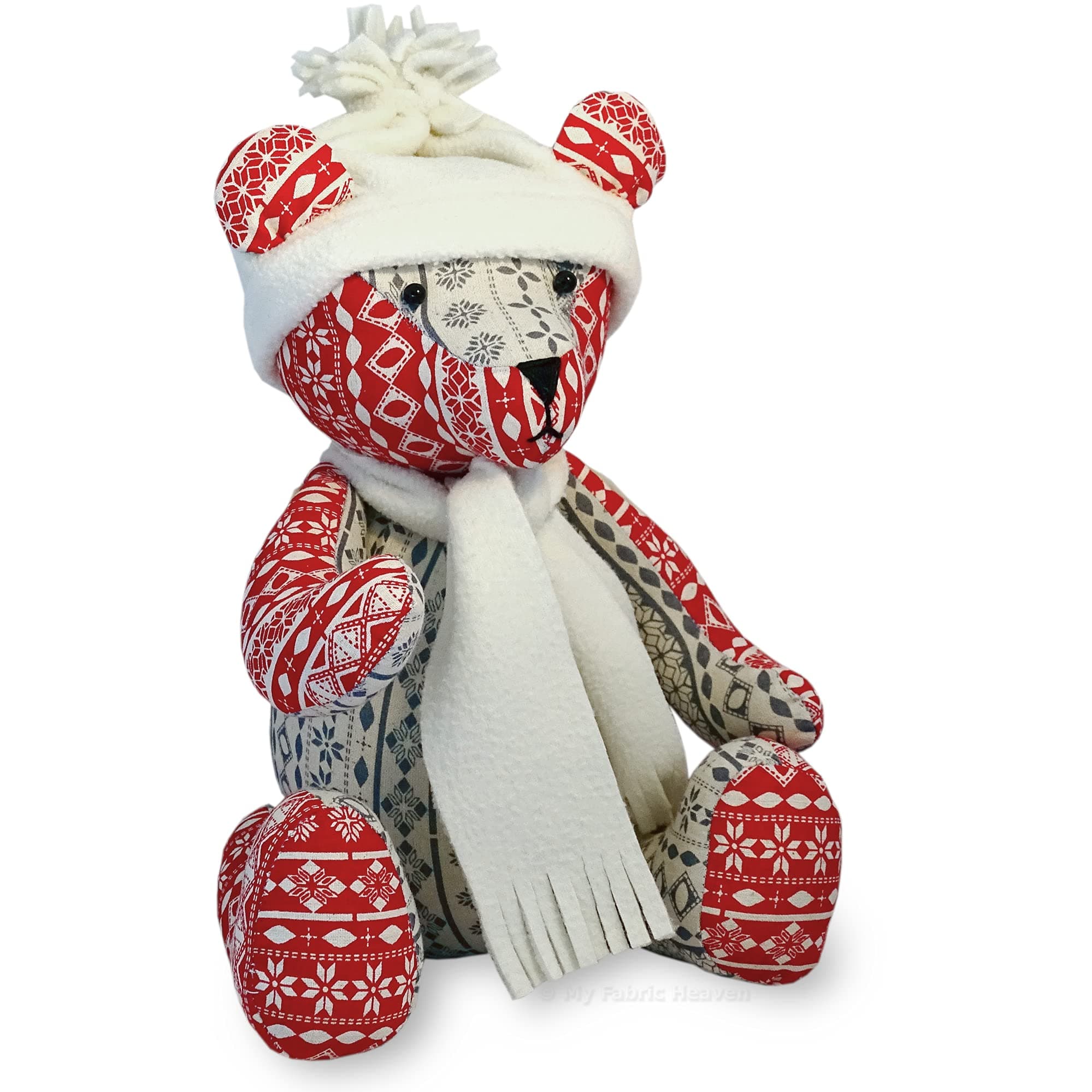 My Fabric Heaven Memory Bear 13 inch Sewing Pattern, Jingle Bear Christmas Keepsake Teddy Stuffed Soft Toy & Photo-Tutorial Booklet. Free Post