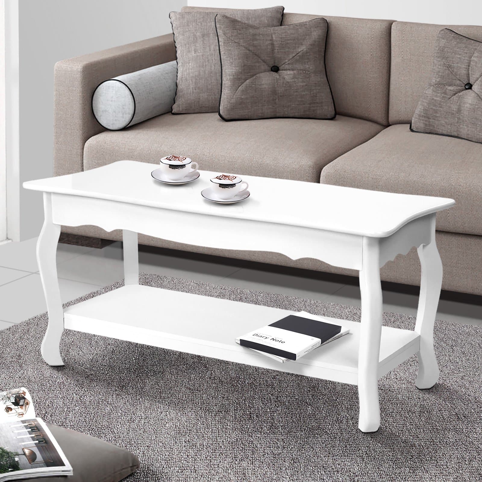 Miadomodo® – CCTS03 Coffee Table with Bottom Shelf – Rustic Style – 87 x 44 x 42 cm