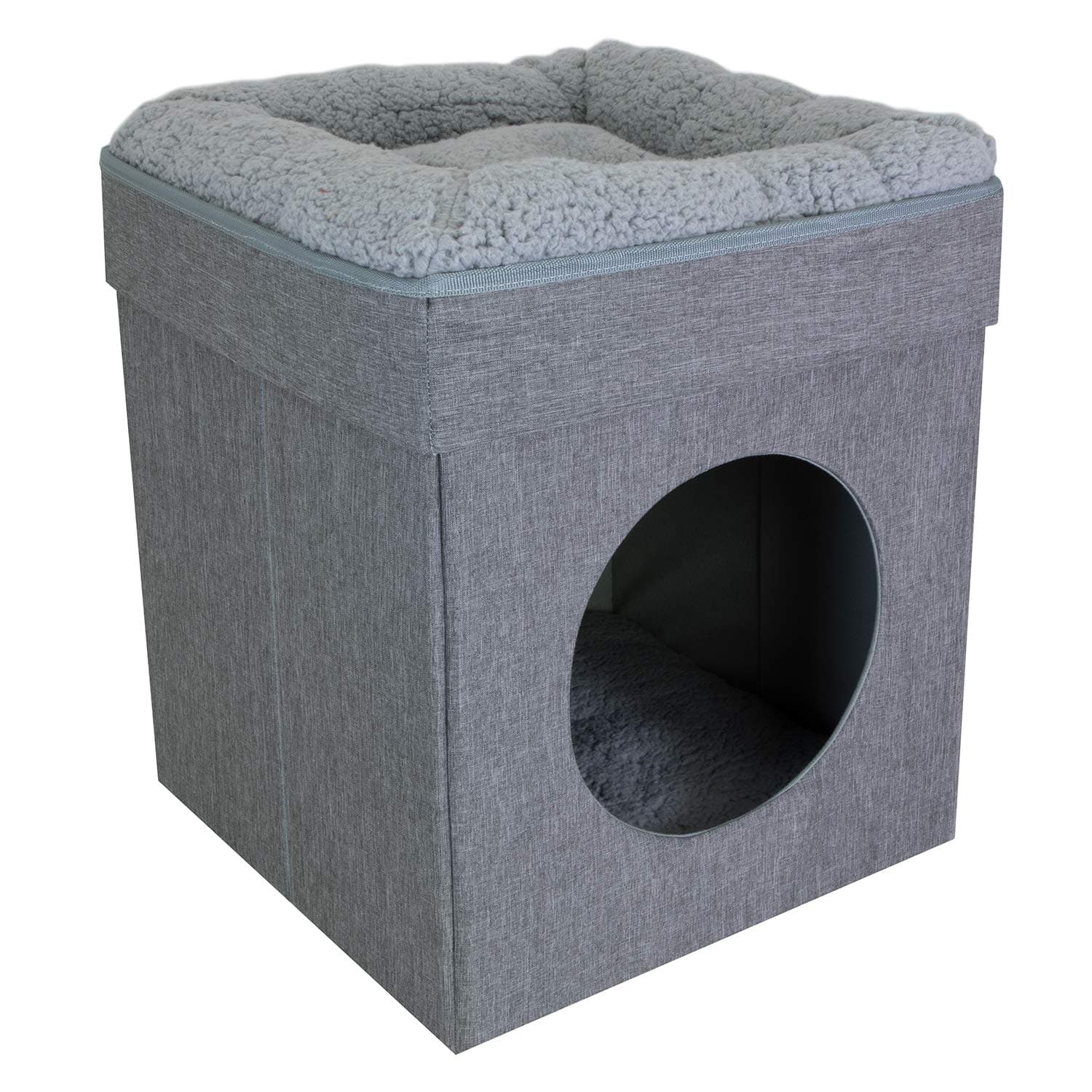Kitty City Large Gray Cat Bed, Stackable Cat Cube, Indoor Cat House/Cat Condo