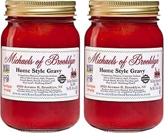 Michaels Of Brooklyn Homestyle Gravy Tomato Sauce, Non-GMO, Gluten-Free, Made with Italian Tomatoes, Fresh Basil, Garlic Onions, Olive Oil & Parsley Pasta, 16 oz, 2-Pack