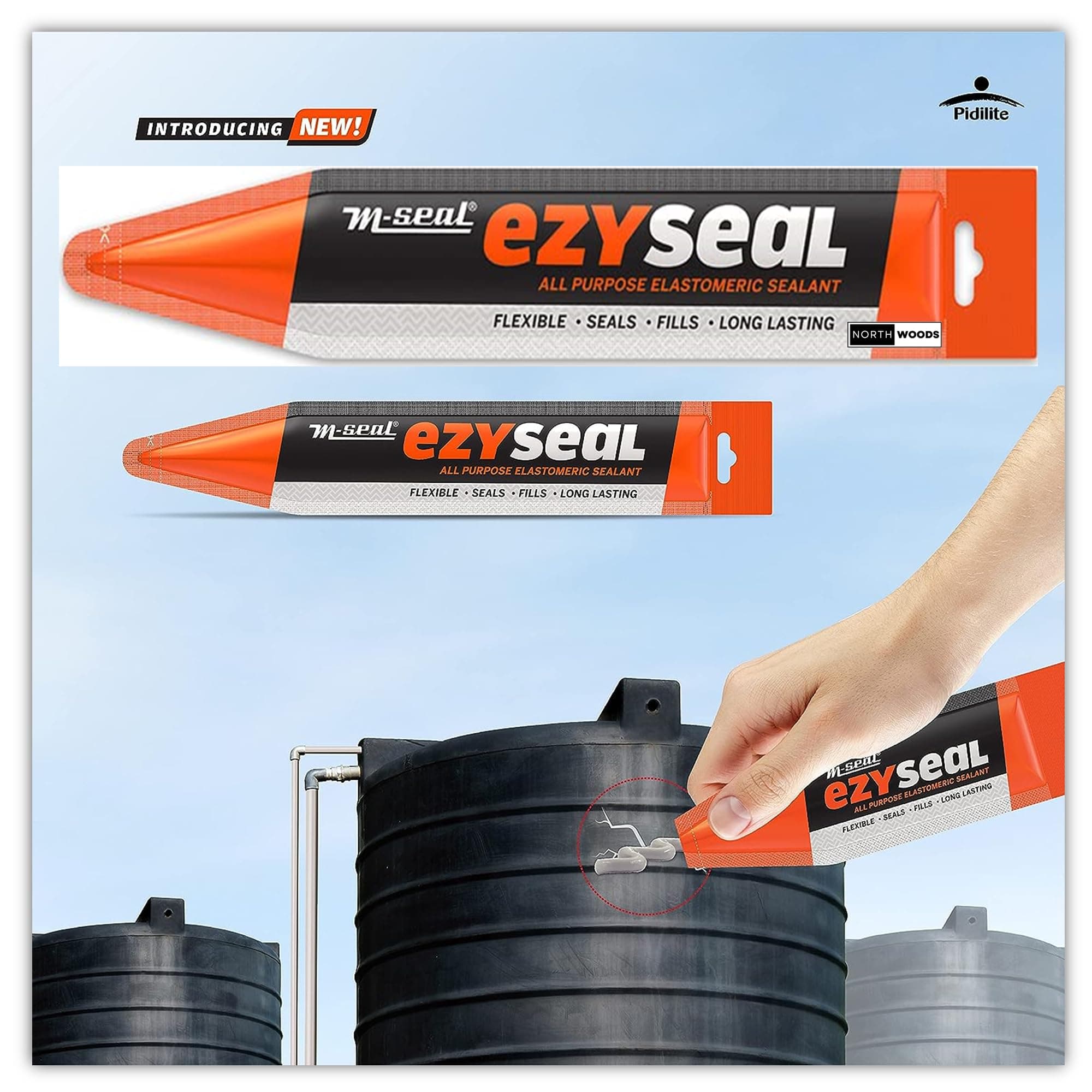 Pidilite M-Seal Ezyseal,85gms all purpose elastomeric sealant for Waterproofing Basements