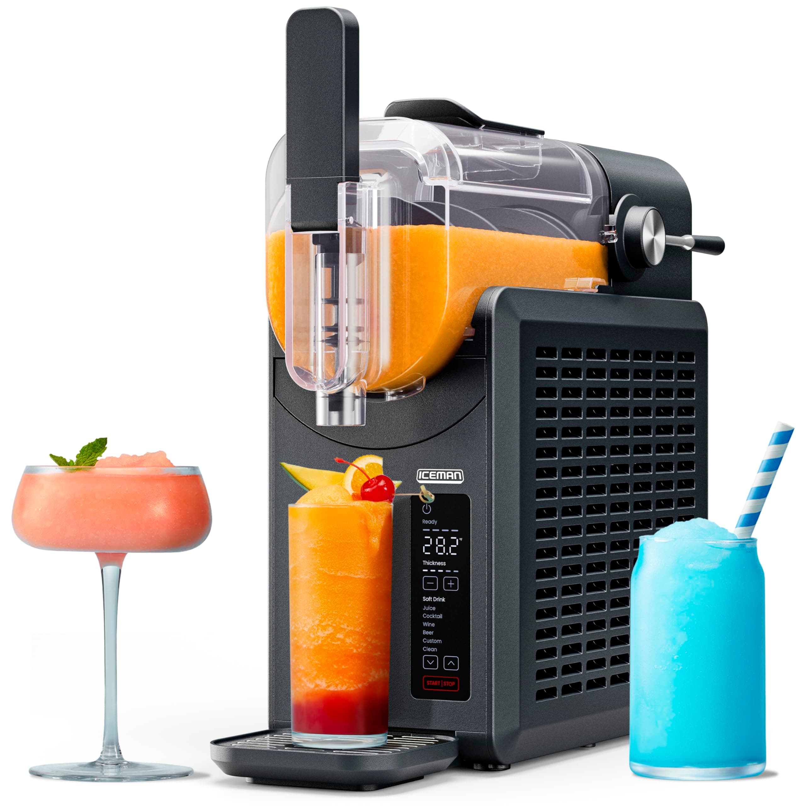by Chefman Slush-Ease 68oz Slushie Machine, 48oz Liquid Capacity Frozen Drink Maker & Slushy Machine with 5 Presets and LED Display, Perfect for Frozen Margaritas, Frappes, Smoothies & Shakes