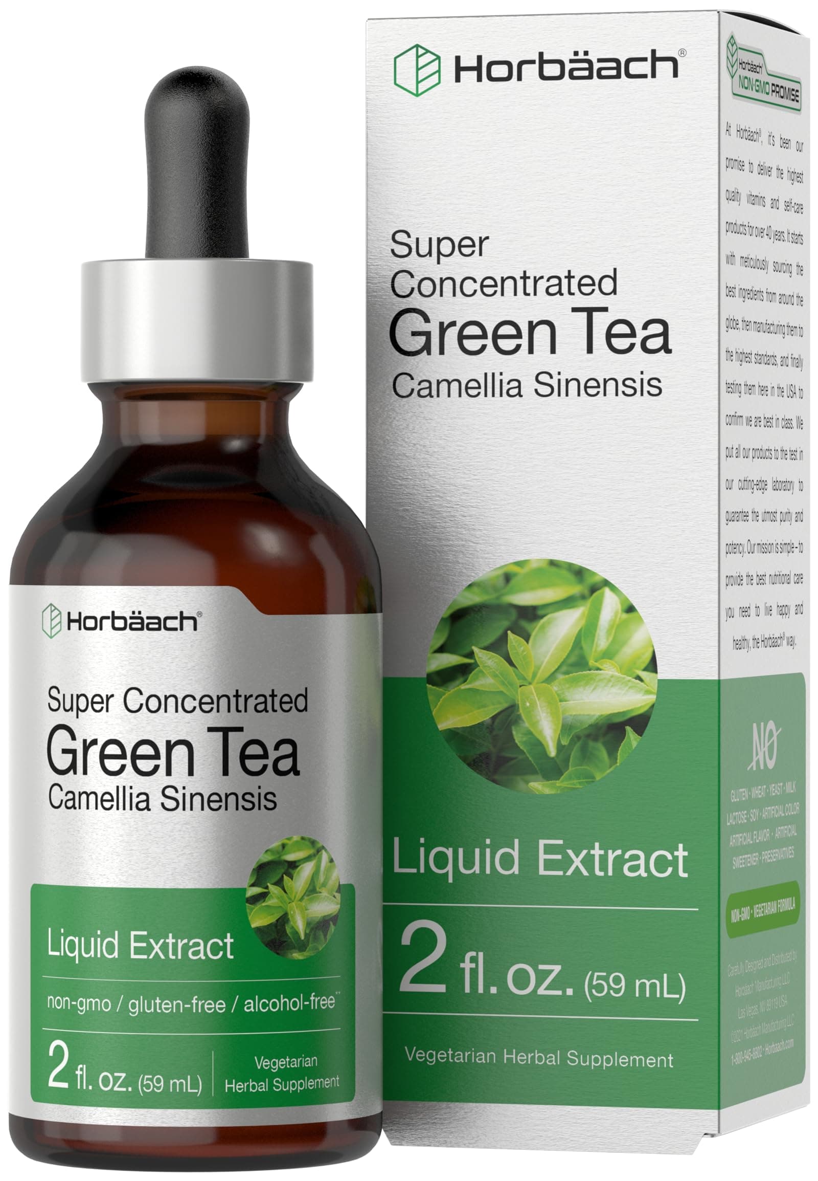 Green Tea Extract Liquid Drops | 2 Fl Oz | Herbal Tincture | Alcohol Free | Vegetarian | Super Concentrated Supplement | Non-GMO, Gluten Free