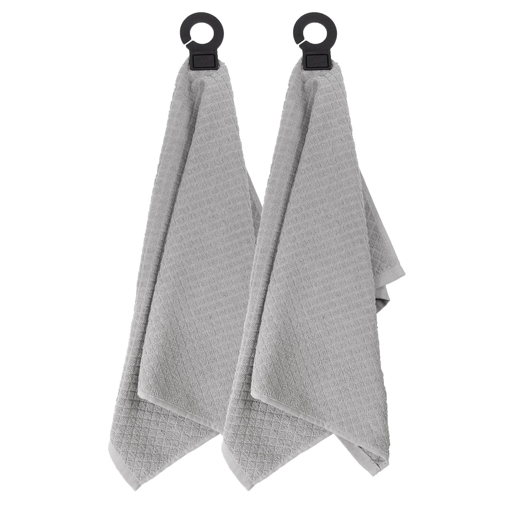 Ritz Premium Hook and Hang Towel, (2-Pack), 18" x 28", Long-Lasting Durable Rubber Hook, Highly Absorbent Super Soft Hand Cloths for Kitchen, Bathroom, Laundry Room, Titanium