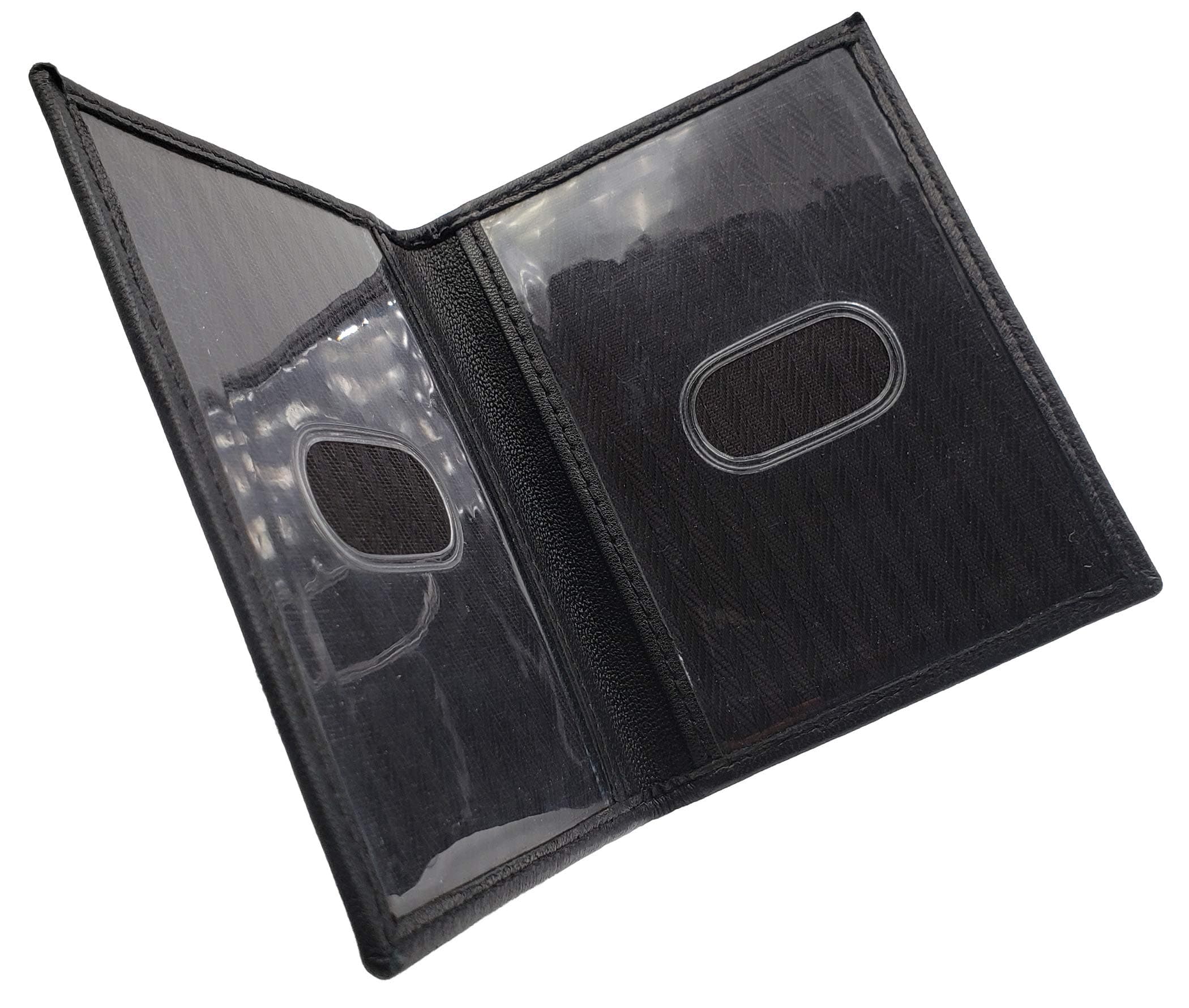 2 ID Leather Bifold License Holder (Black)