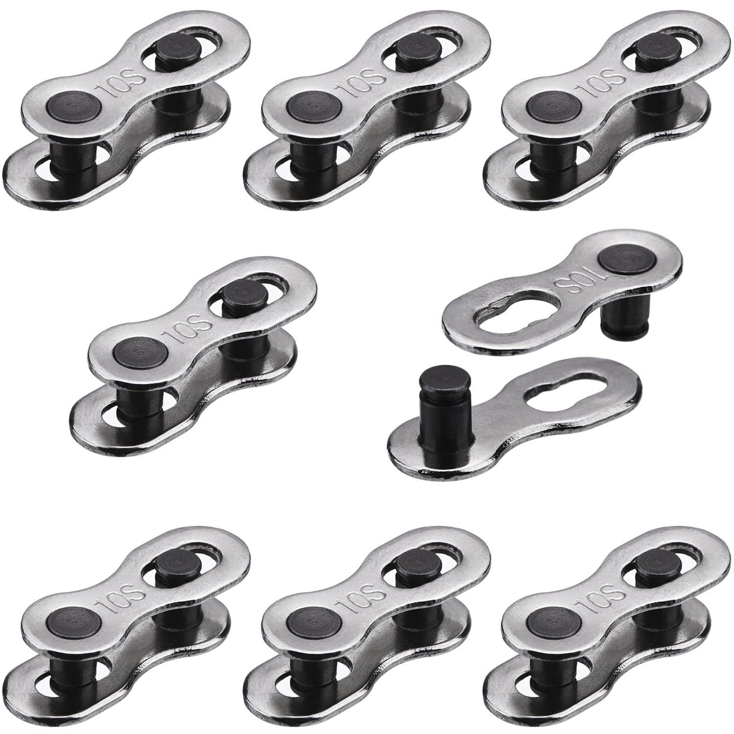 8 Pairs Bicycle Missing Link for 6, 7, 8, 9, 10 Speed Chain Master Link for Bicycle Chain Reusable Bike Parts, Silver(Silver,Gold,20 x 5.9 x 7 mm,10 Speed)