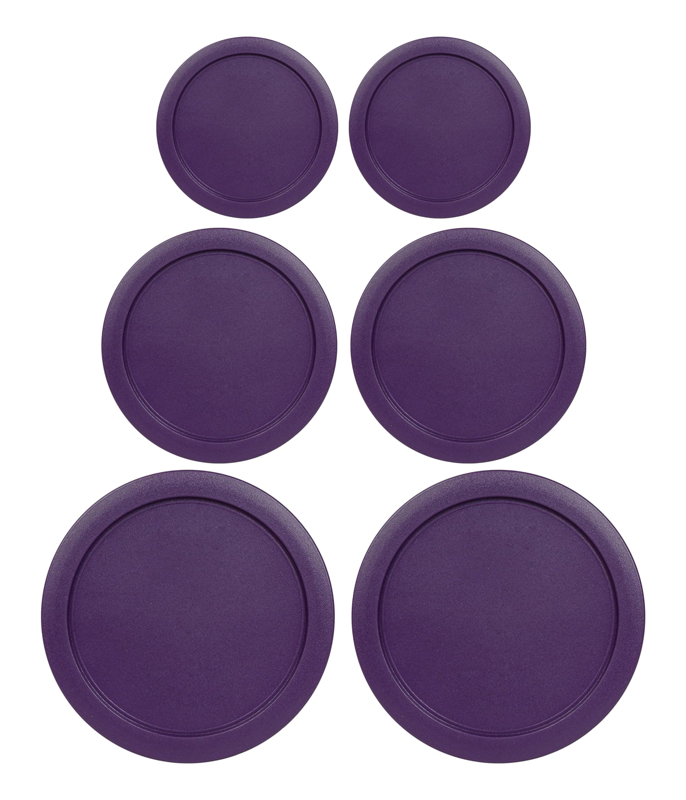 Replacement Lids for Pyrex Containers Round Glass Food Plastic (2) 2-Cup (2) 4-Cup (2) 7-Cup (Purple)