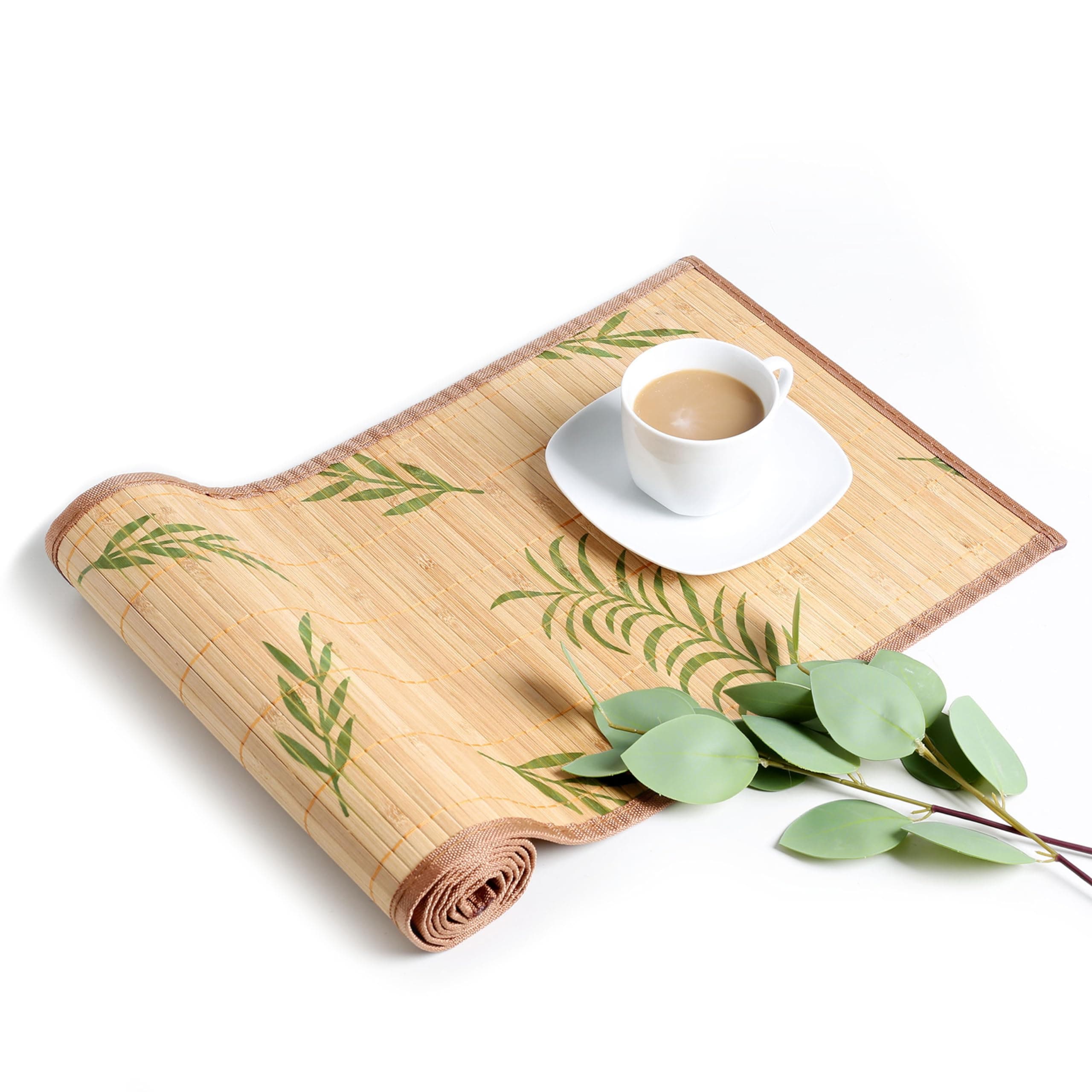 LOVECASA Washable Bamboo Table Runner 135CM X30CM Brown Leaf