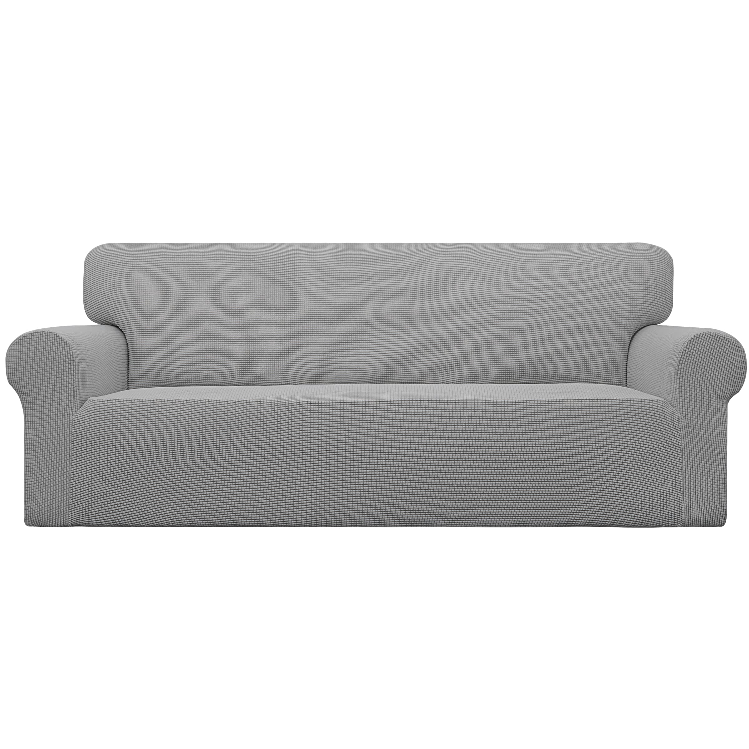 Easy-Going Stretch Oversized Sofa Slipcover 1-Piece Sofa Cover Furniture Protector Couch Soft with Elastic Bottom for Kids, Polyester Spandex Jacquard Fabric Small Checks Light Gray