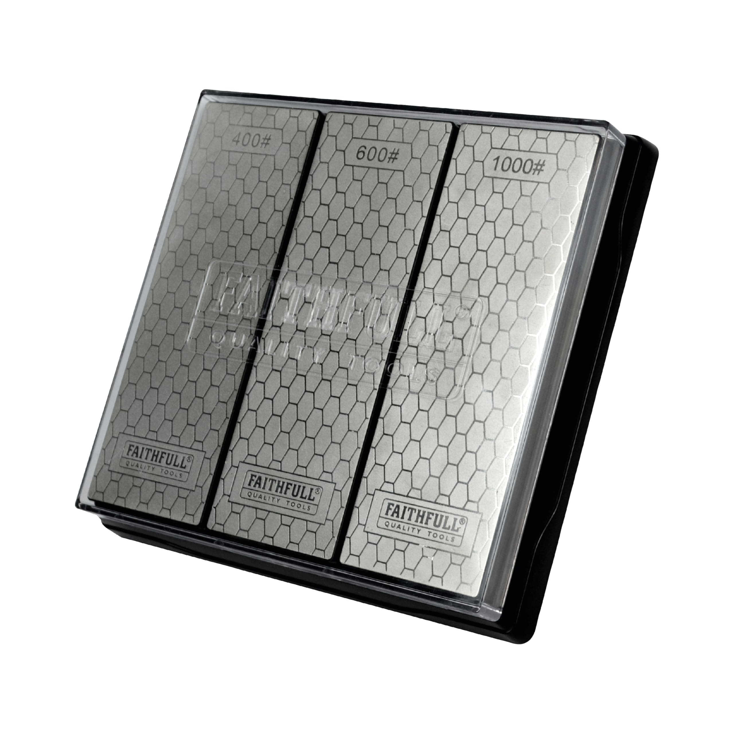 Diamond Whetstone Kit – 3-in-1 Sharpening System with 400G / 600G / 1000G Grit Stones for Knives, Chisels, Scissors & Cutting Tools