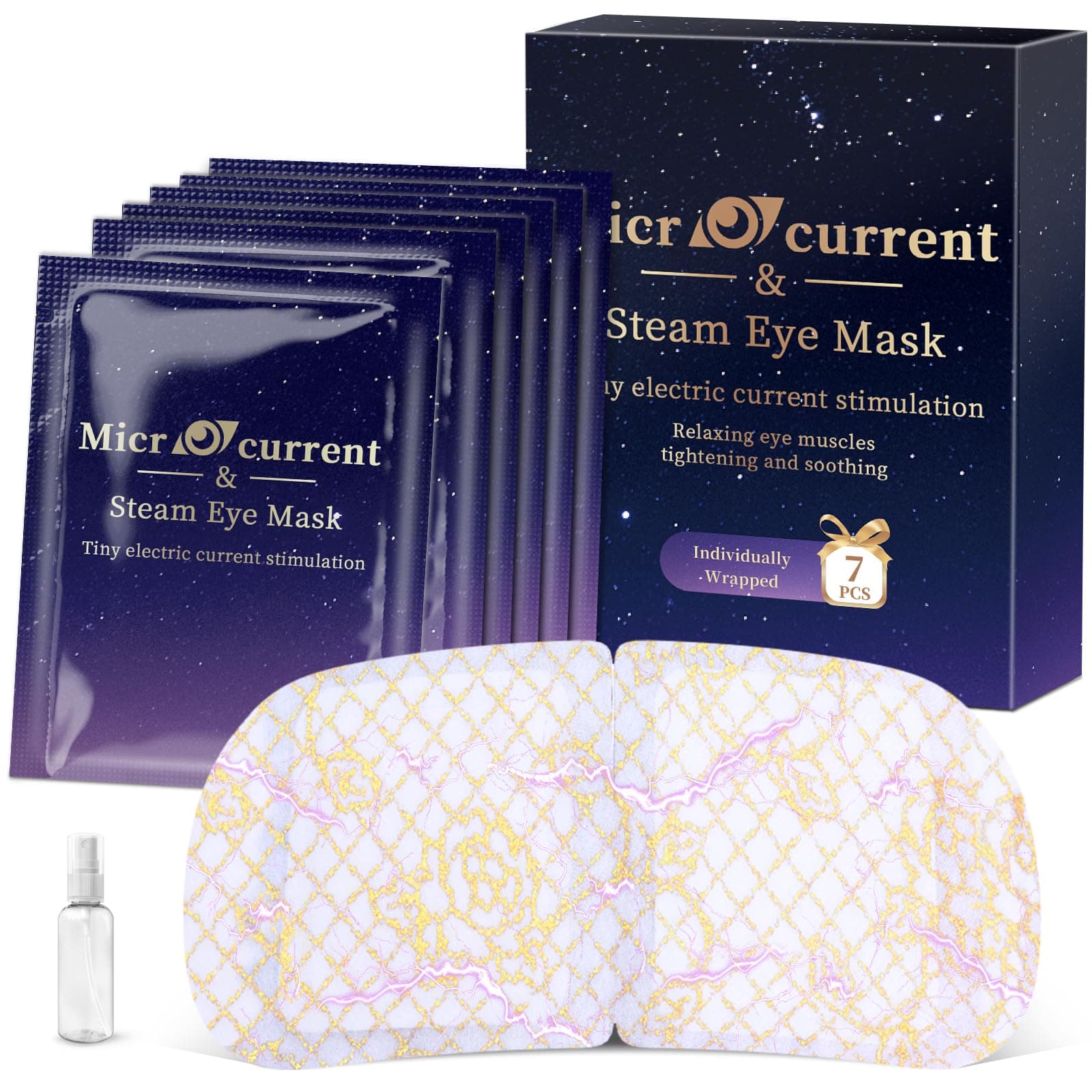 Microcurrent Steam Eye Mask, Self Heated Warm Compress For Fast Relief 7Pcs