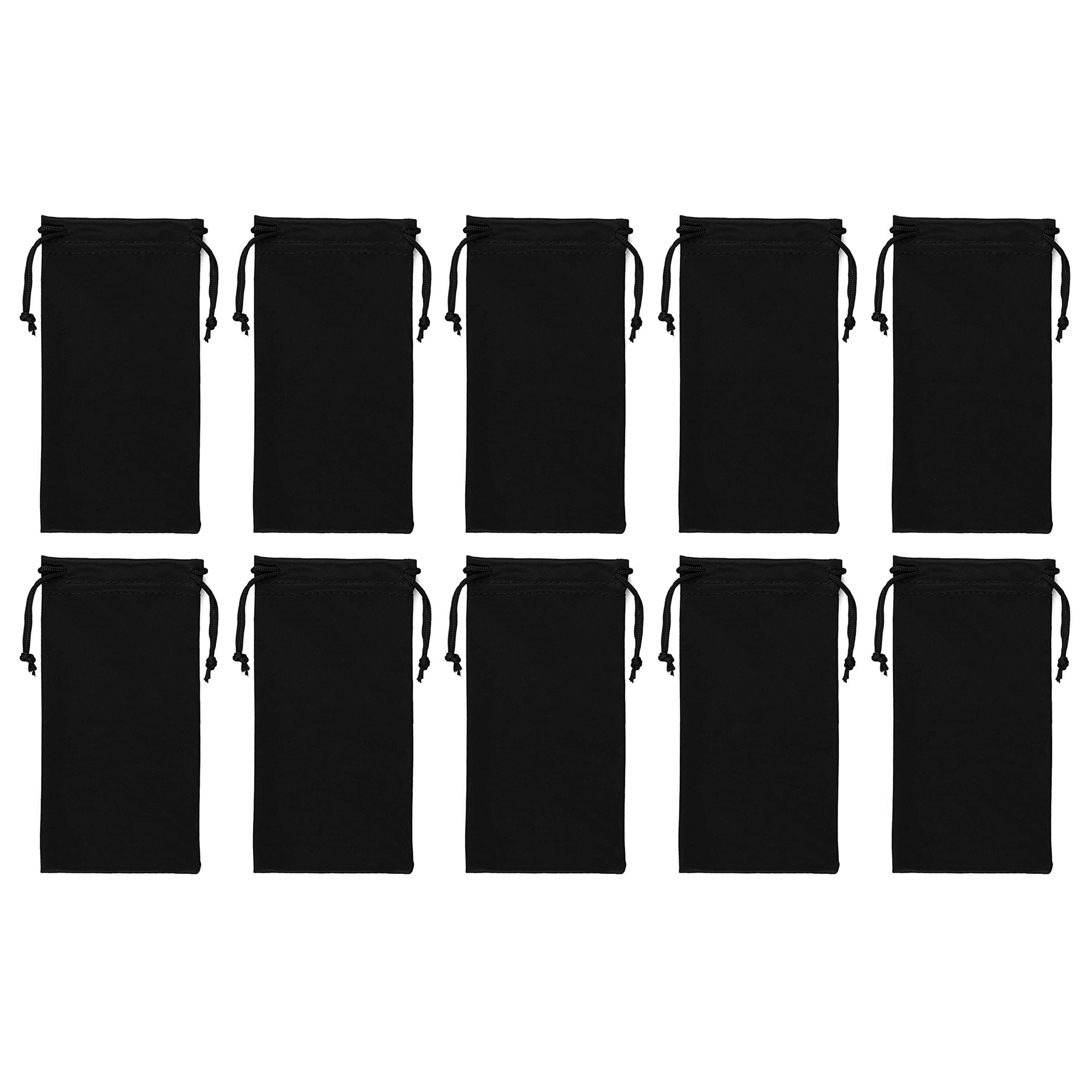 Microfibre Drawstring Glasses Bag/Gadget Pouch (10 Pack) - Black