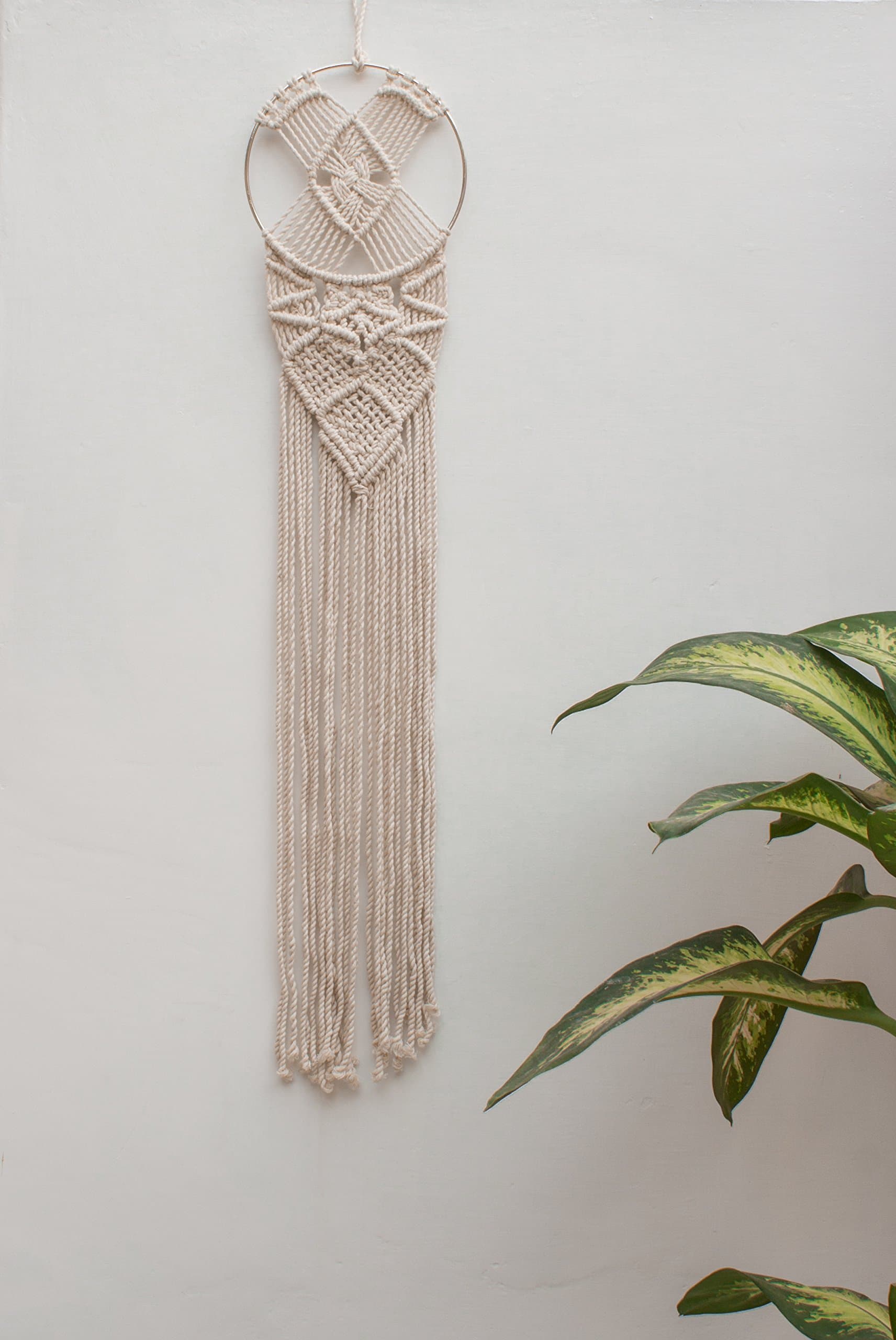 Macrame Wall Hanging - Handmade Macrame Ring - Woven Wall Circle Macrame - Boho Wall Decor- Textile Wall hangings - Size 8 Inches Diameter