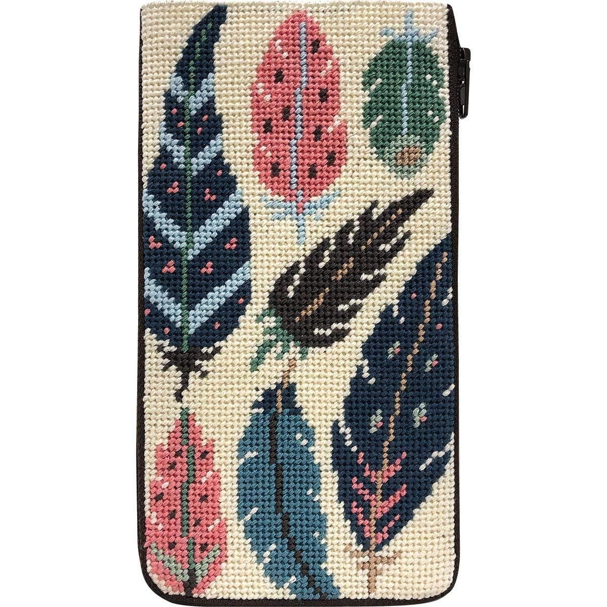 Stitch & Zip Eyeglass Case Needlepoint Kit- Feathers