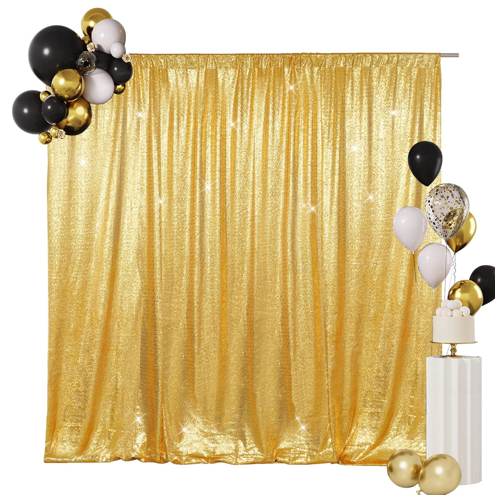 SquarePie Sequin Backdrop Curtain Less See Through Background for Wedding Party 6FT x 6FT Gold