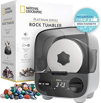 National Geographic Platinum Series Ultra Quiet Rock Polisher Kit - Patent-Pending for Kids & Adults, 2 lb. Barrel, Rocks, Grit, GemFoam, Rock Tumblers