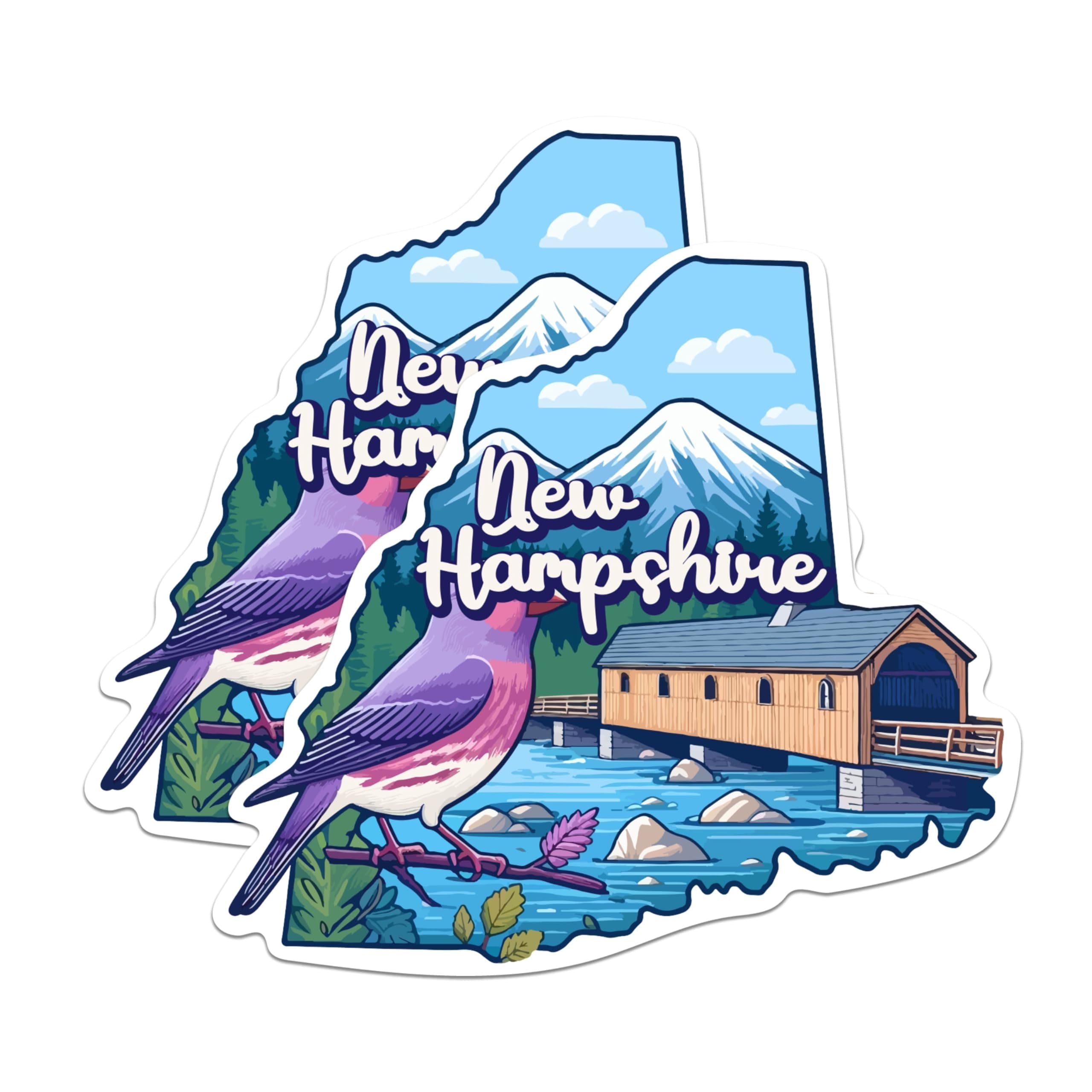 Bliss Monkey Co. (2 Pack) New Hampshire State Shape Magnets - NH State Magnet - Choose from 50 States - 5" On Longest Side - Premium Magnet - for Cars, Refrigerators, Toolboxes - Made in USA - MAG1264