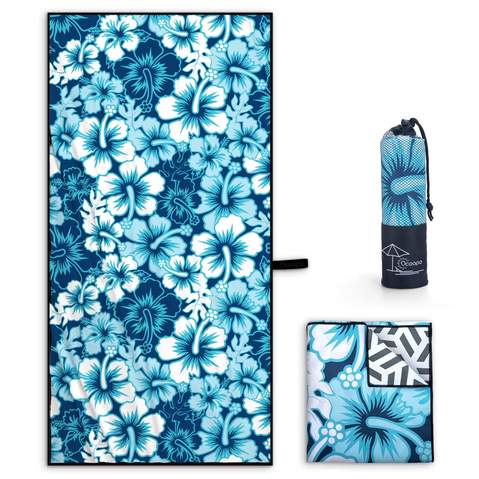 OCOOPAMicrofiber Beach Towel Fast Drying, Extra Large 71" x 32" Sand Free Beach Towel Super Lightweight Towels for Swimming Pool, Camping, Picnic, Yoga Gym Sports