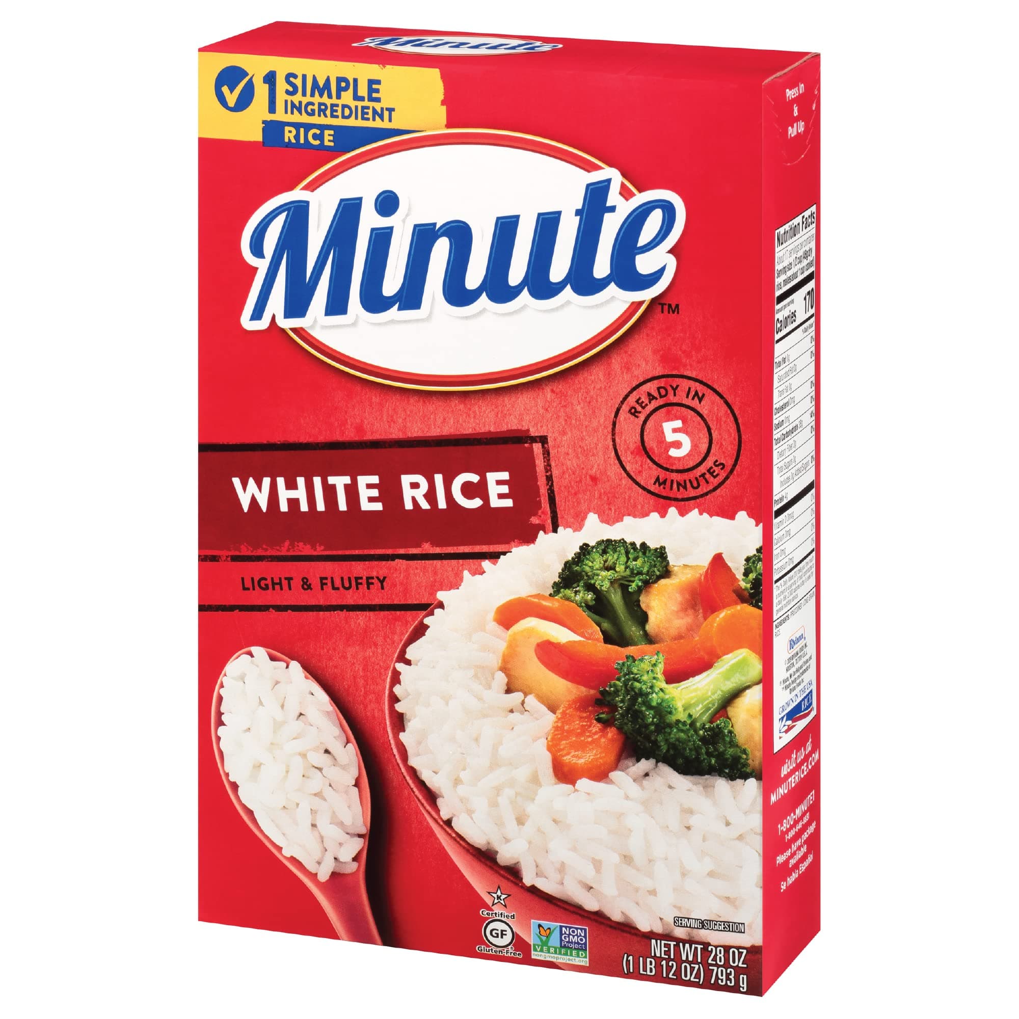 Minute White Rice, Instant White Rice for Quick Dinner Meals, 28-Ounce Box