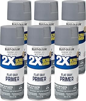 Rust-Oleum327912-6 PK American Accents Spray Paint, 12 Ounce (Pack of 6), Gray Primer, 72 Ounce