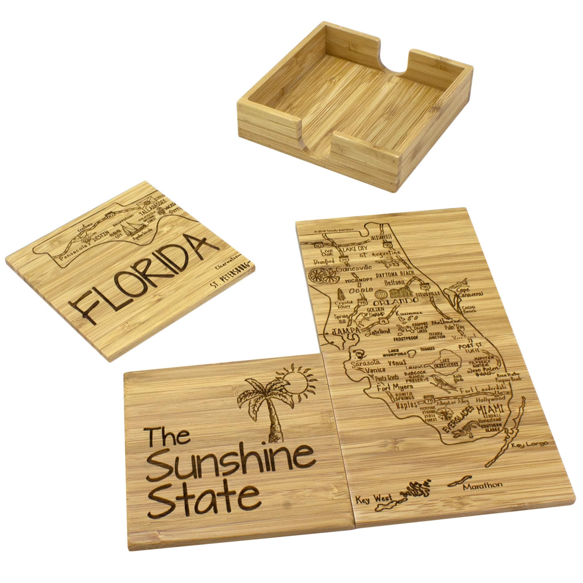 Florida State Puzzle 4 Piece Bamboo Coaster Set with Case