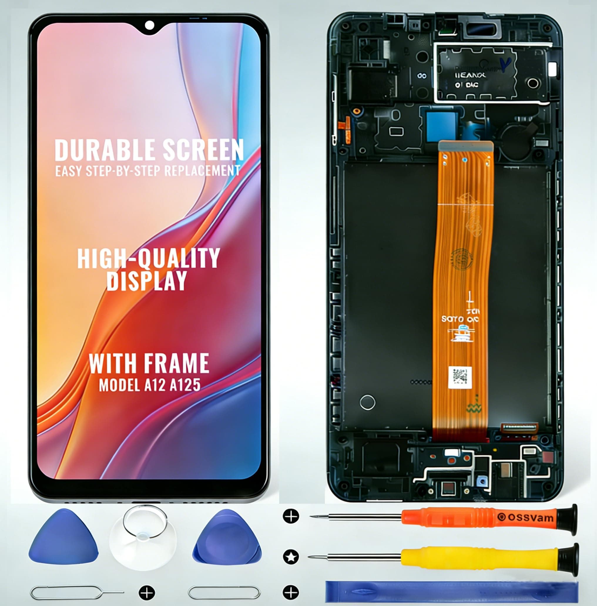 For Samsung Galaxy A12 Screen Replacement For Samsung A12 LCD Screen A125 LCD Display SM-A125F Touch Digitizer SM-A125M Assembly With SM-A125U,SM-A125N,SM-A125W Repair Parts Kits(Black With Frame)