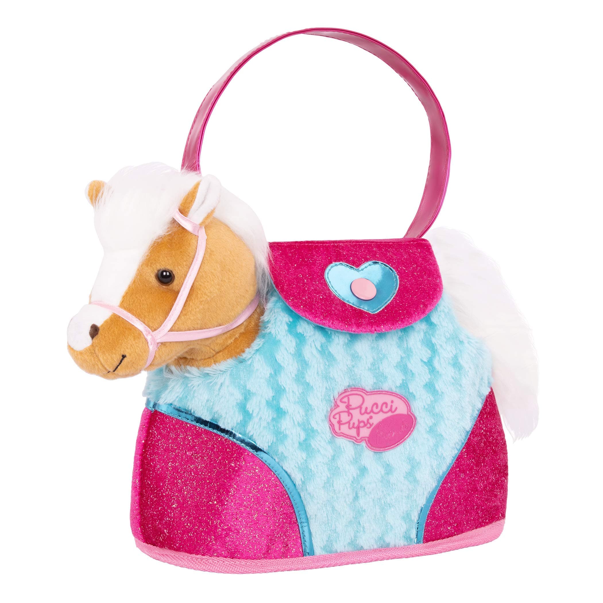 Plush Horse – Dog Carrier – Heart & Stripes Bag & Pony – Comb & Purse – Stuffed Animal – 2+ Years
