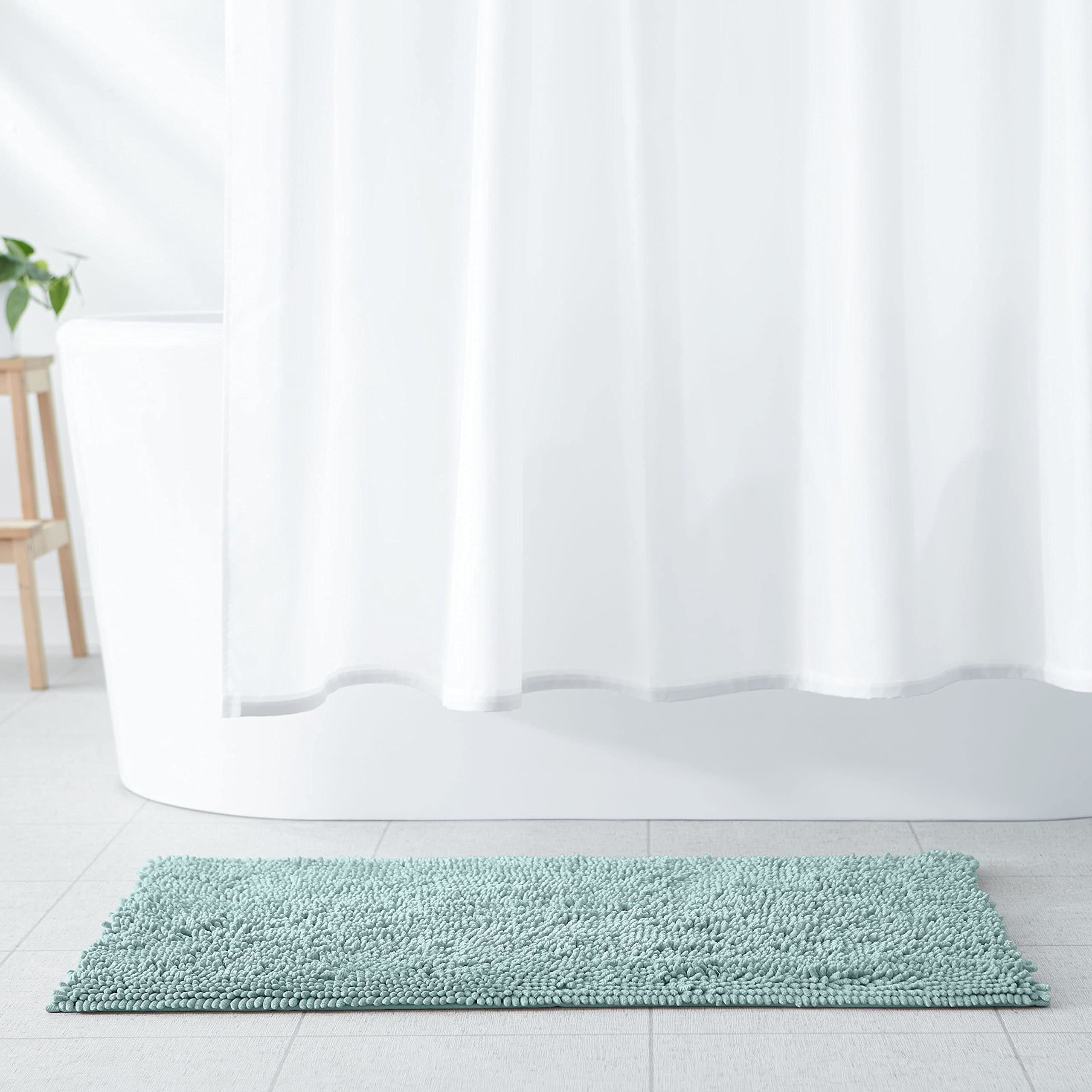 Bathroom Rugs, Extra Soft Absorbent Shag Bath Rugs, Non-Slip Backing, Quick Drying, Machine Washable, Plush Comfort for Bathroom Floor, Tub and Shower, 21" x 34", Seafoam Green